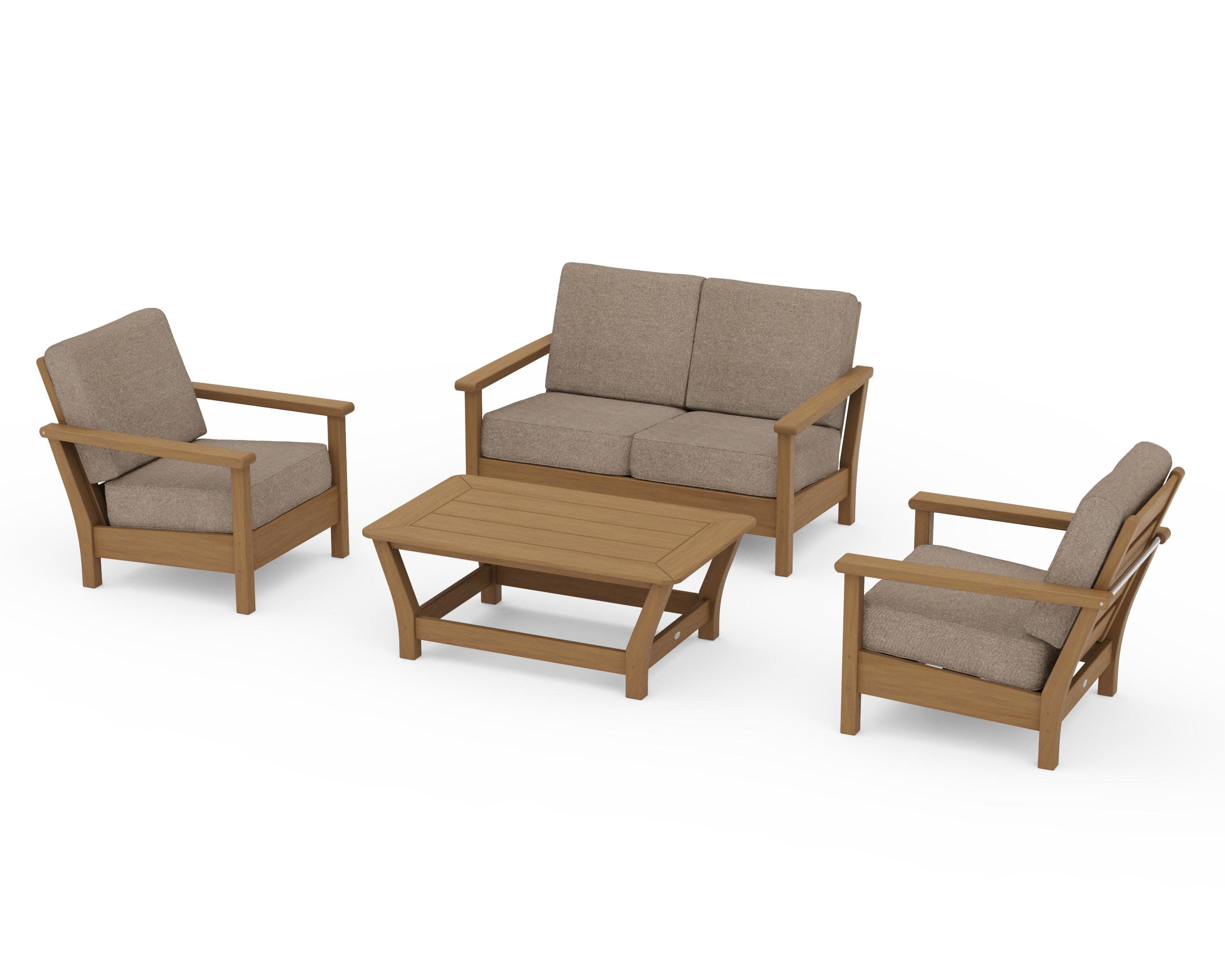 Harbour 4-Piece Deep Seating Set in Natural / Spiced Burlap