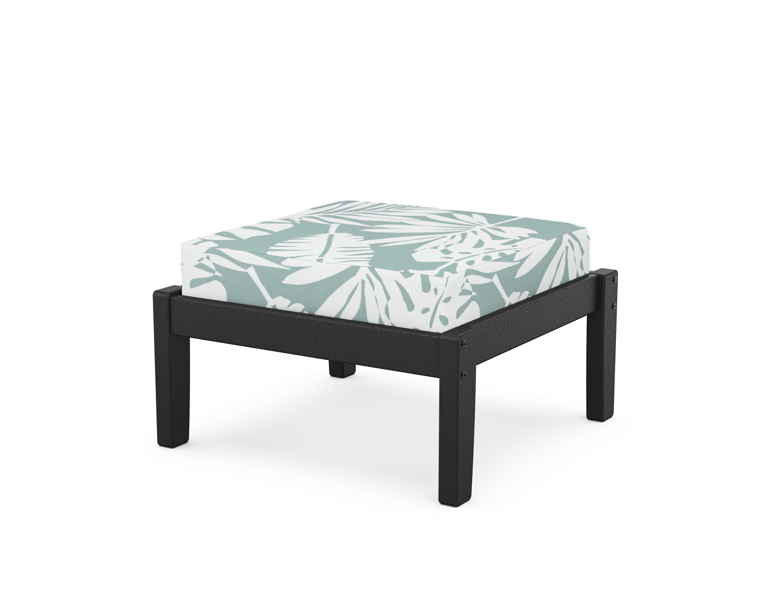 Deep Seating Ottoman in Black / Leaf Glacier Spa