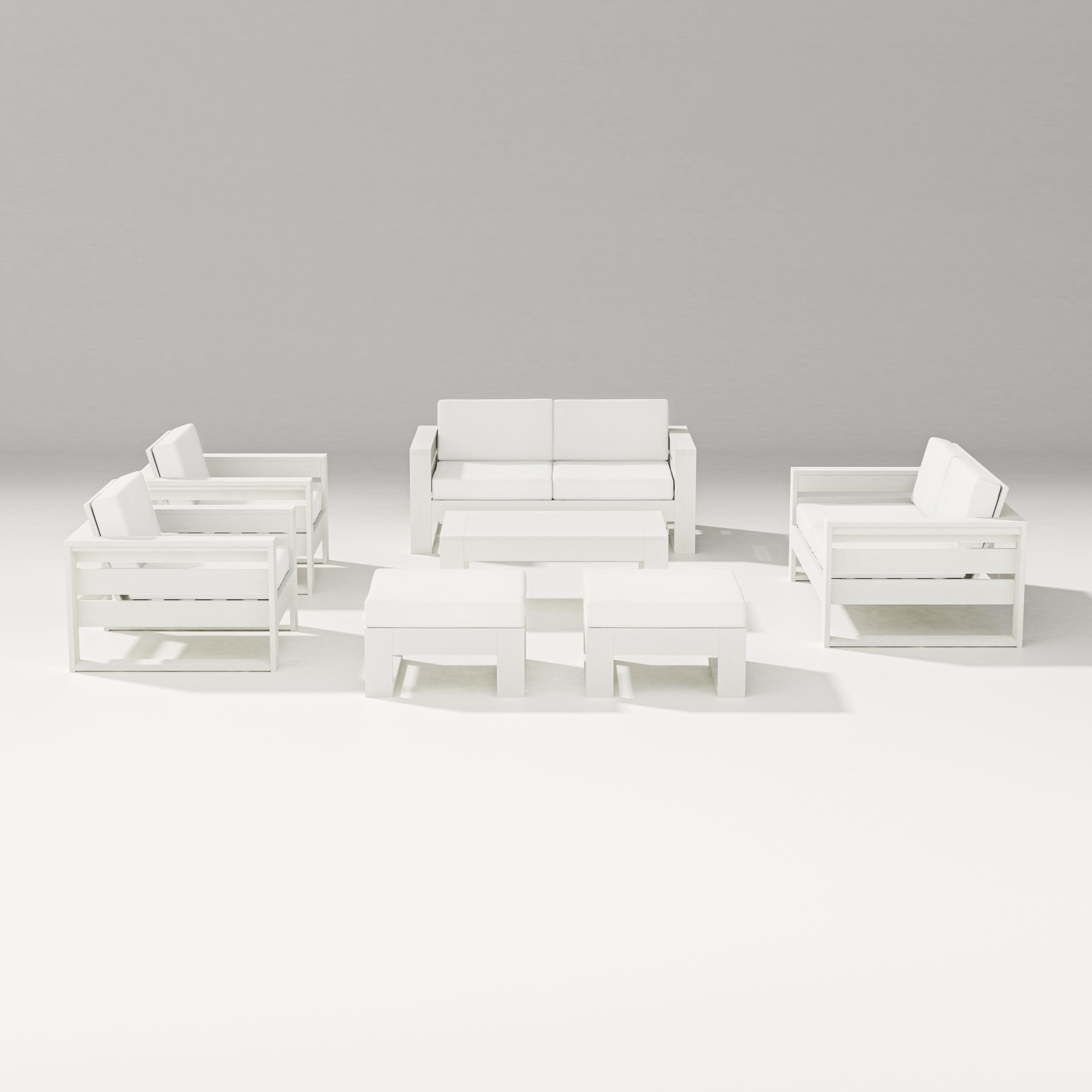 Latitude 7-Piece Lounge Loveseat Set in Vintage White / Natural Linen