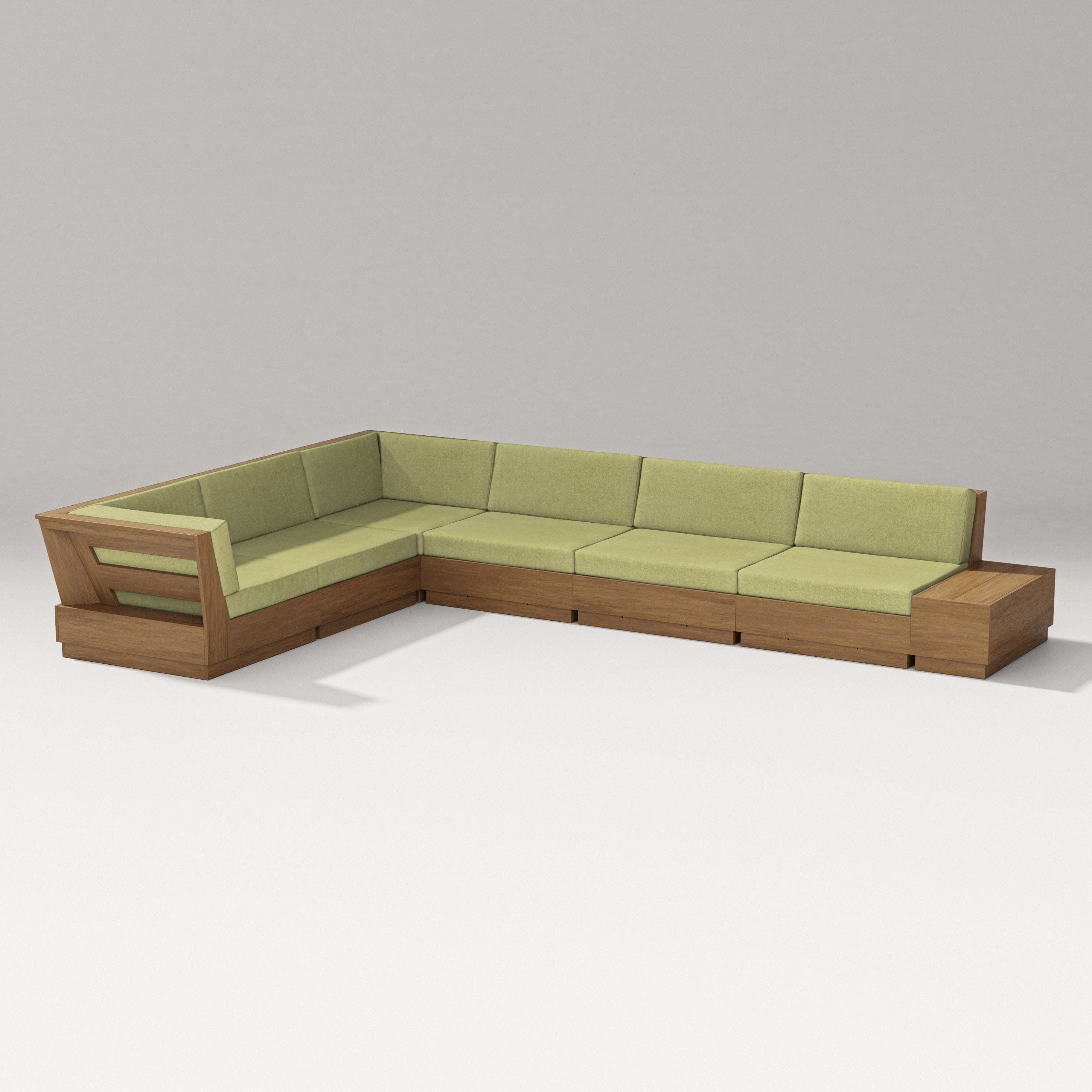 Elevate 7-Piece Corner Sectional in Natural / Chartreuse Boucle