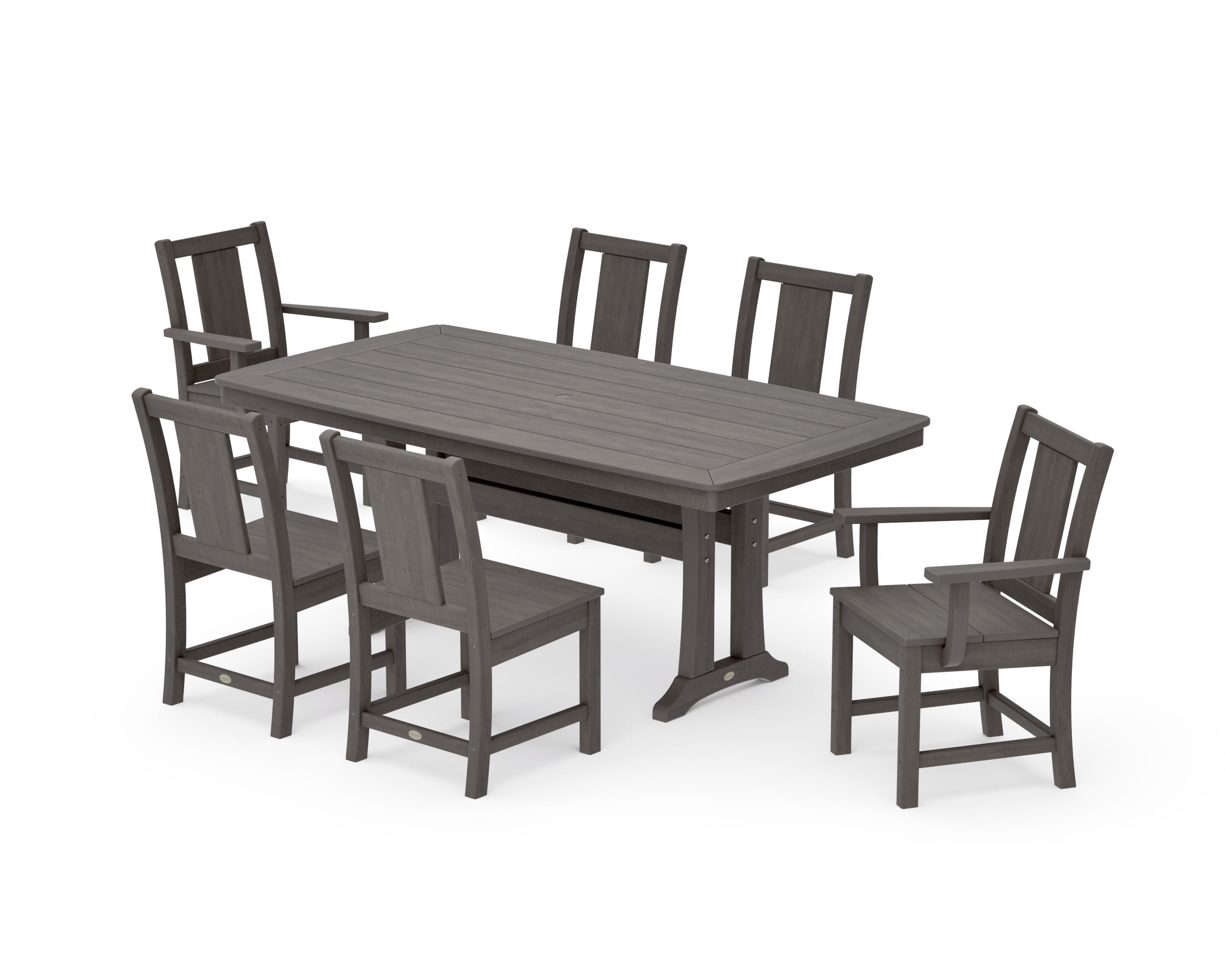 Prairie 7-Piece Dining Set with Trestle Legs in Driftwood