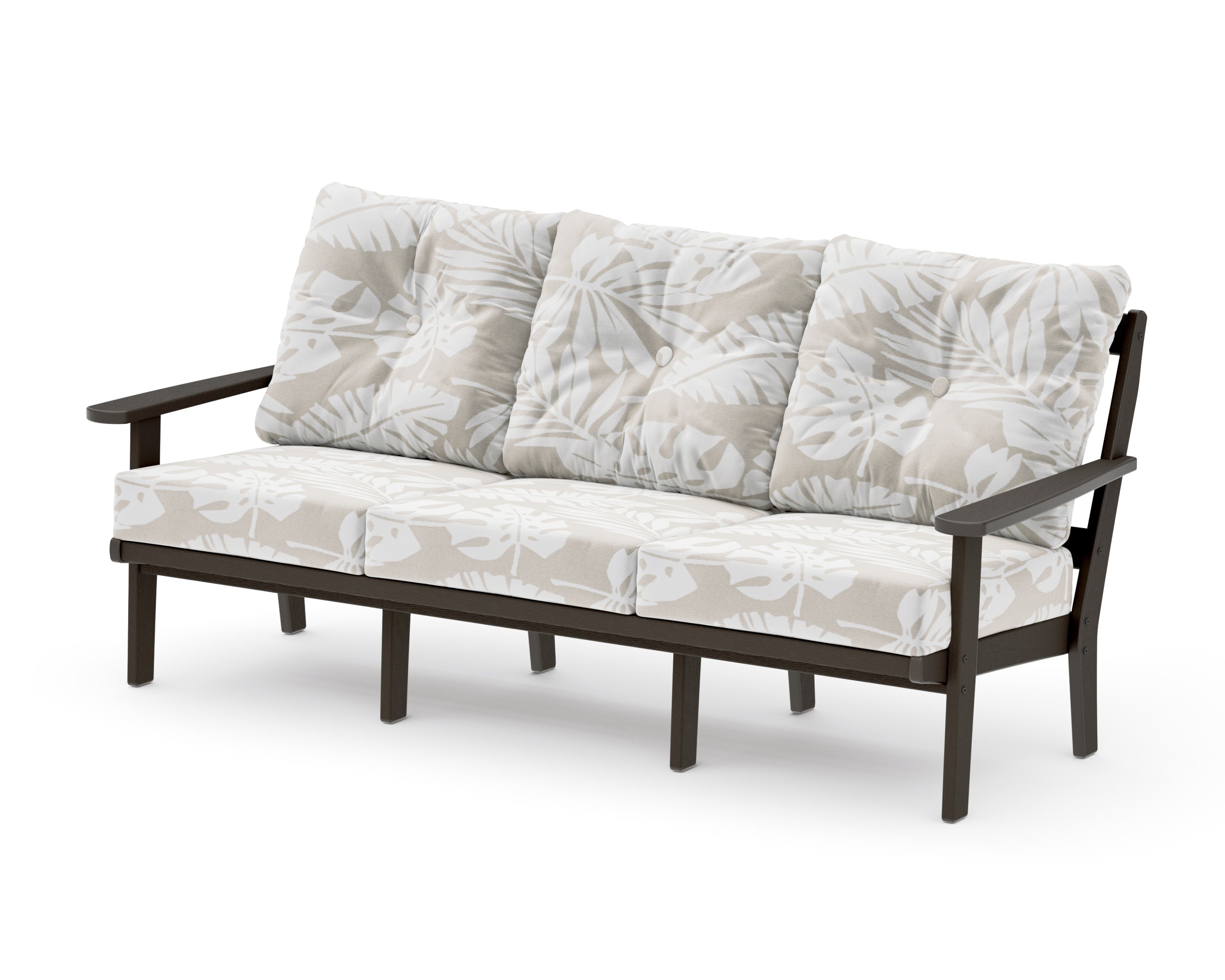 Mission Deep Seating Sofa in Vintage Coffee / Leaf Dune Burlap