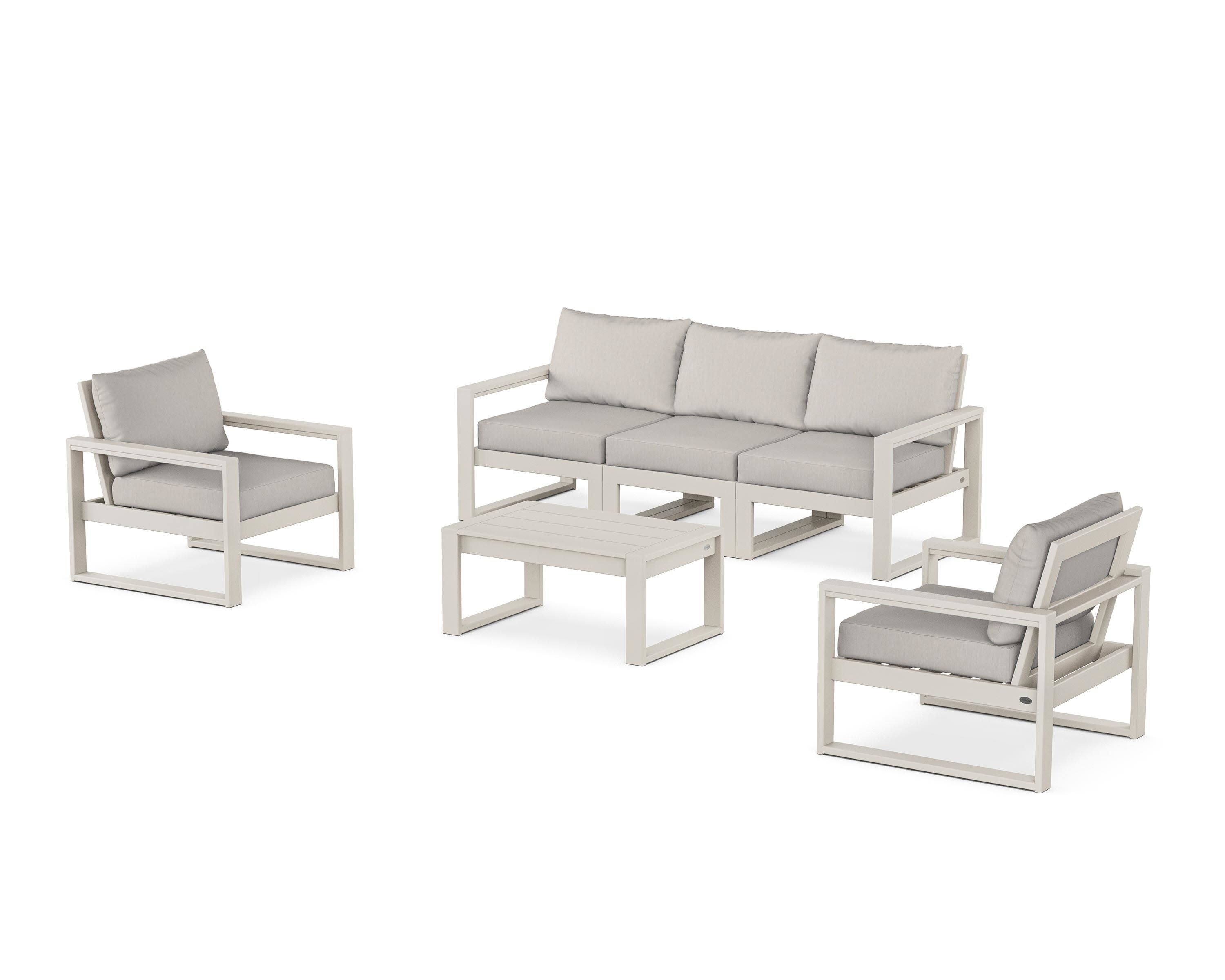 EDGE Sectional 4-Piece Deep Seating Set with Sofa in Sand / Cast Ash