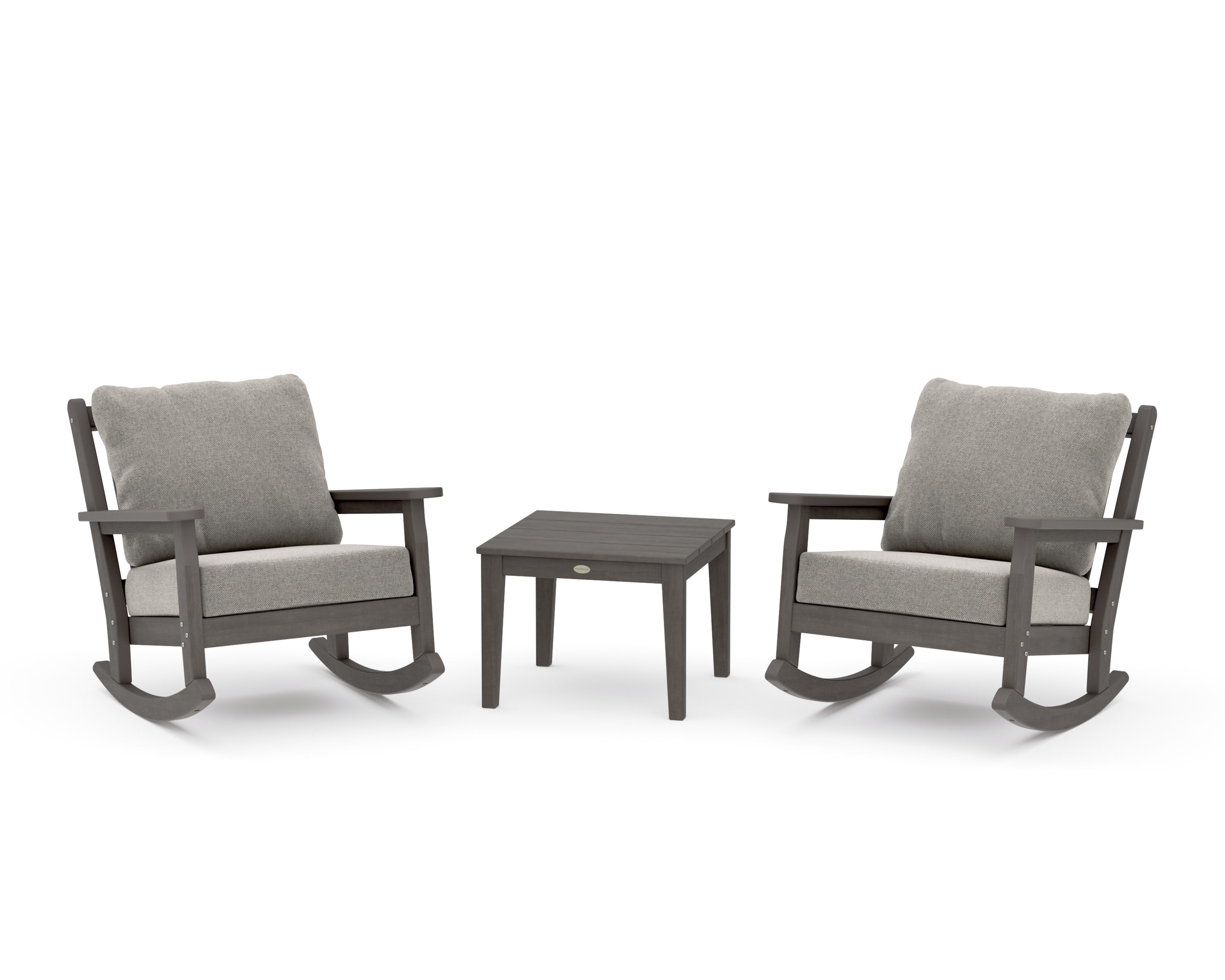 Chippendale 3-Piece Deep Seating Rocker Set in Driftwood / Weathered Tweed