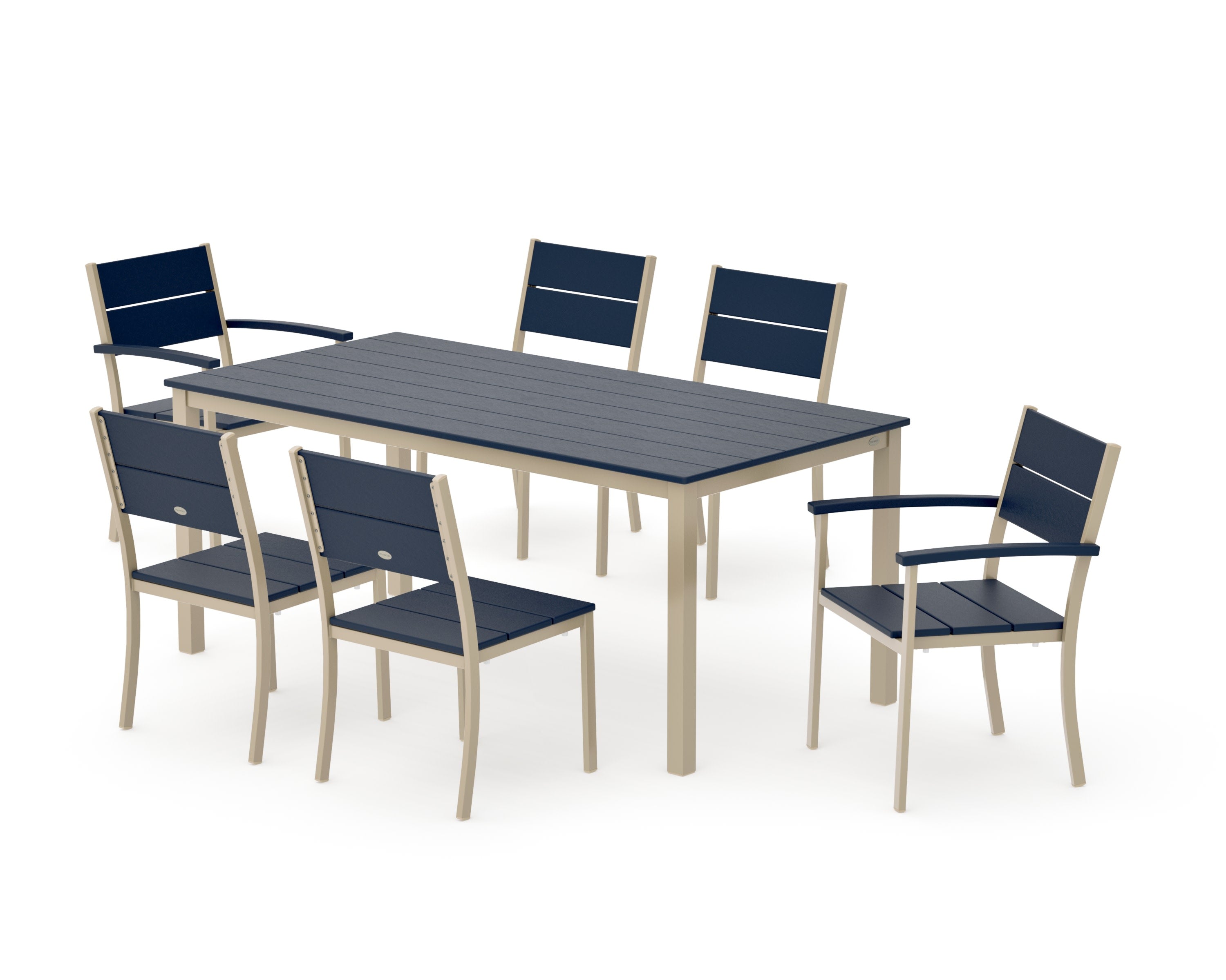 Main Street 7-Piece Dining Set in Sand / Navy