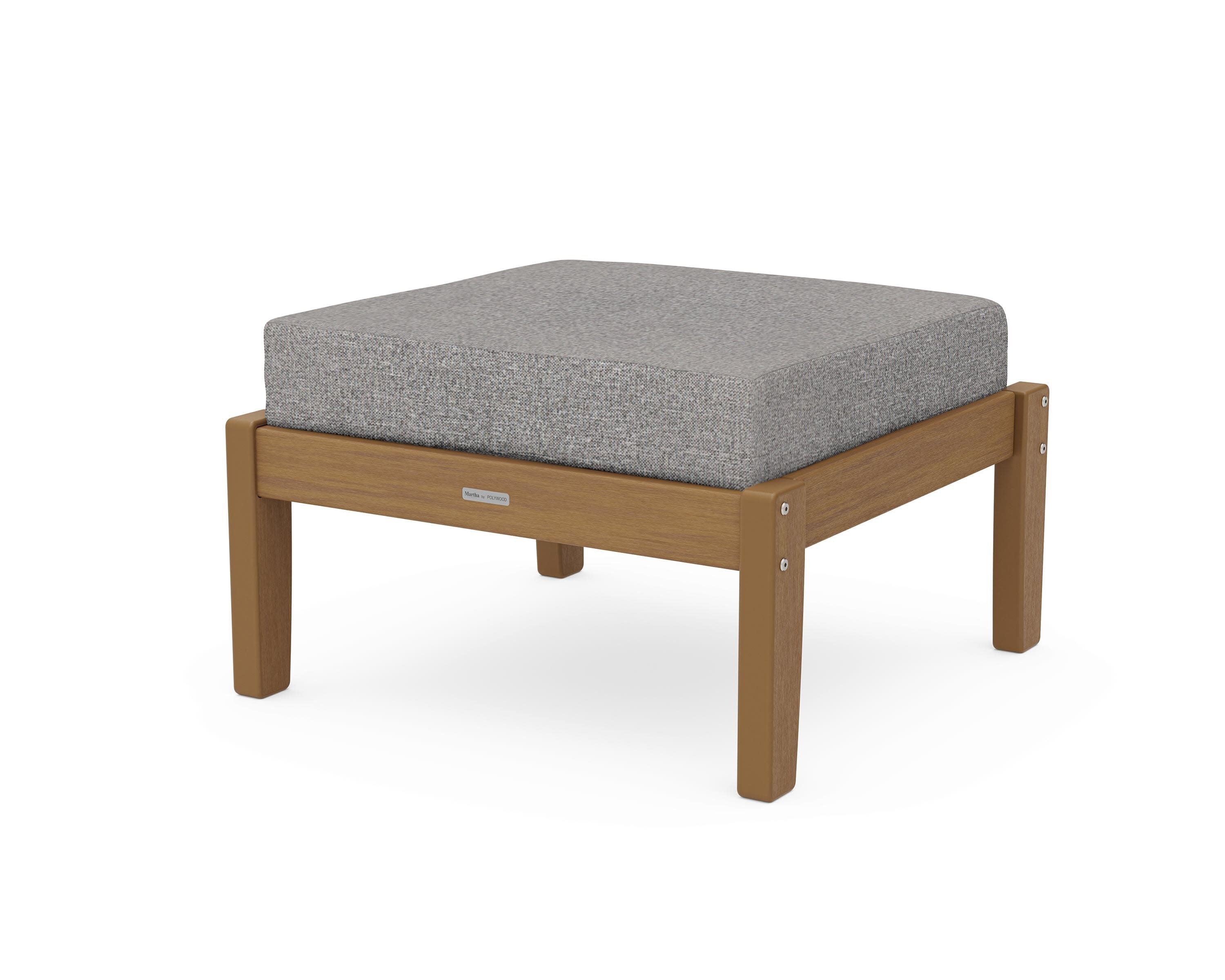 Chinoiserie Deep Seating Ottoman in Natural / Grey Mist