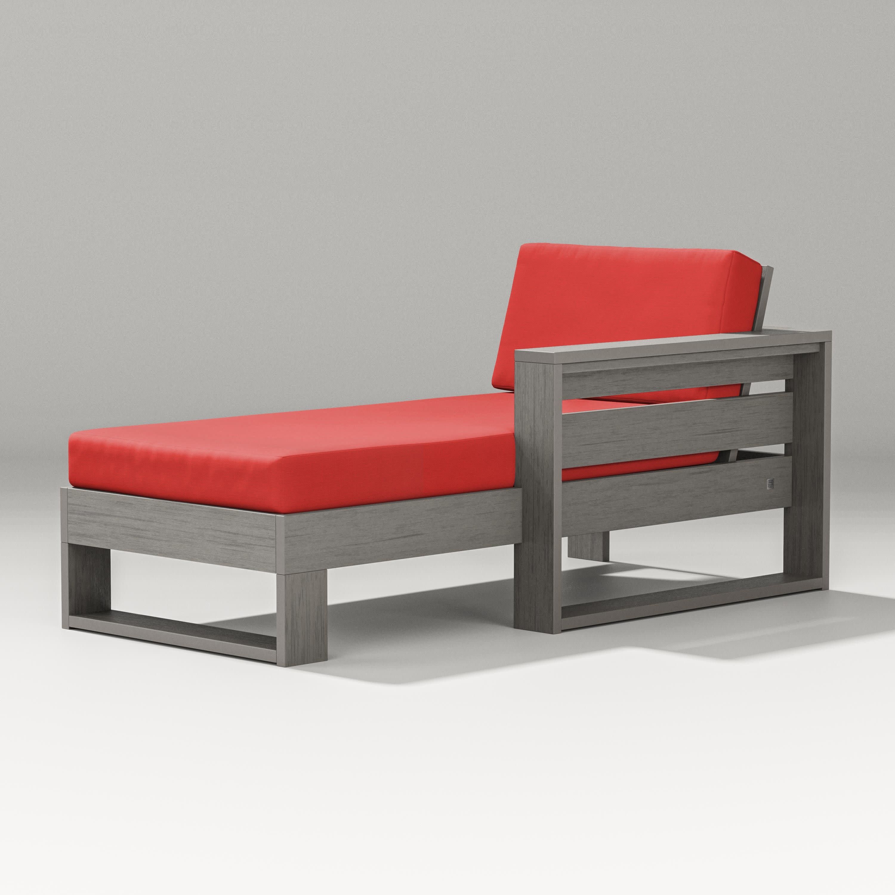 Latitude Modular Right Arm Chaise in Driftwood / Crimson Linen