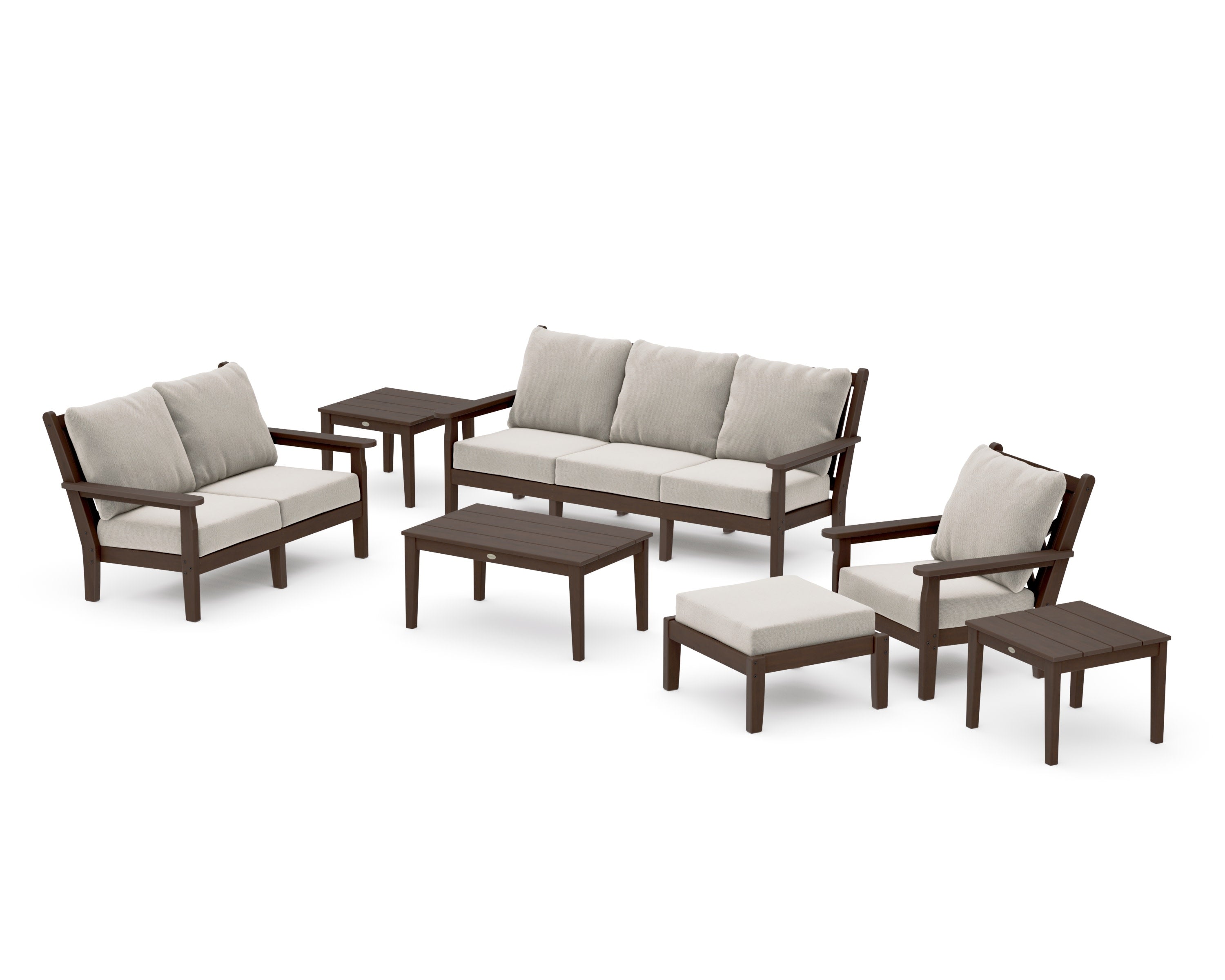 Chippendale 7-Piece Deep Seating Set in Kona / Dune Burlap