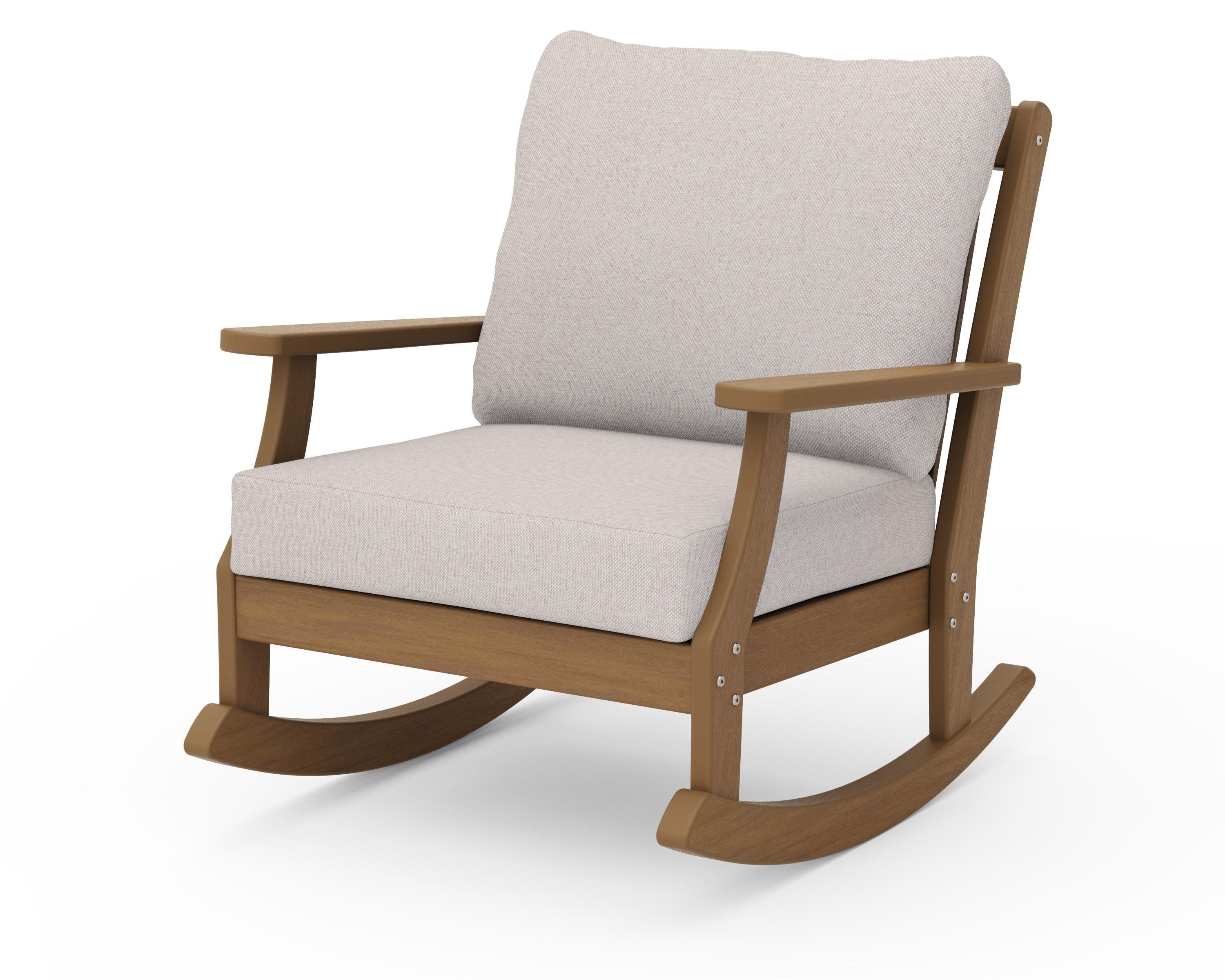 Braxton Deep Seating Rocking Chair in Natural / Dune Burlap