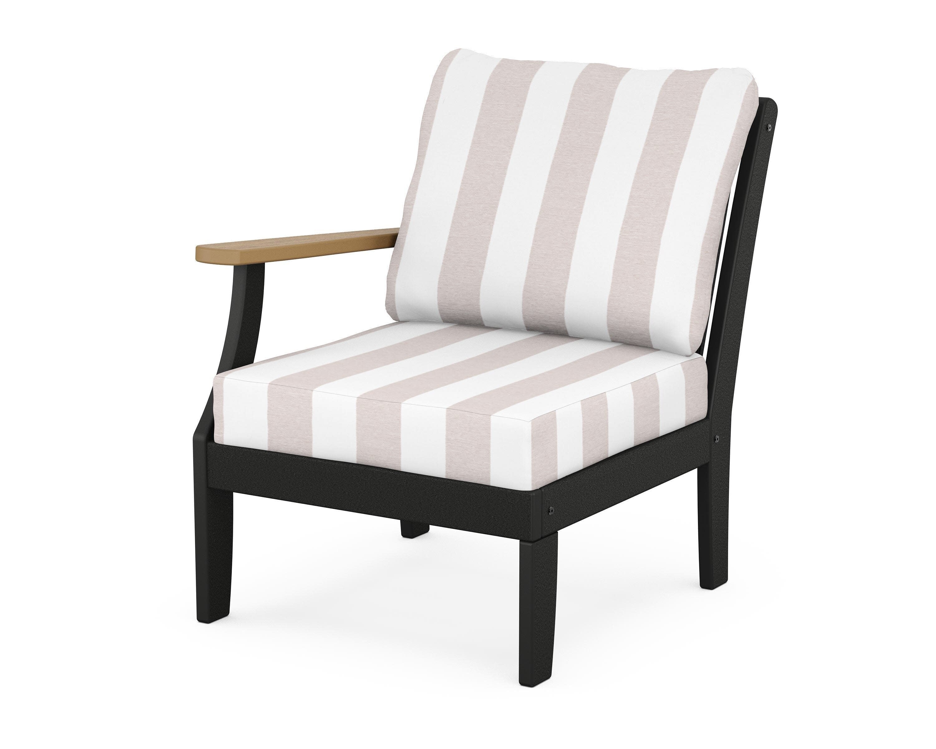 Braxton Modular Left Arm Chair in Black / Natural / Cabana Stripe Dune Burlap