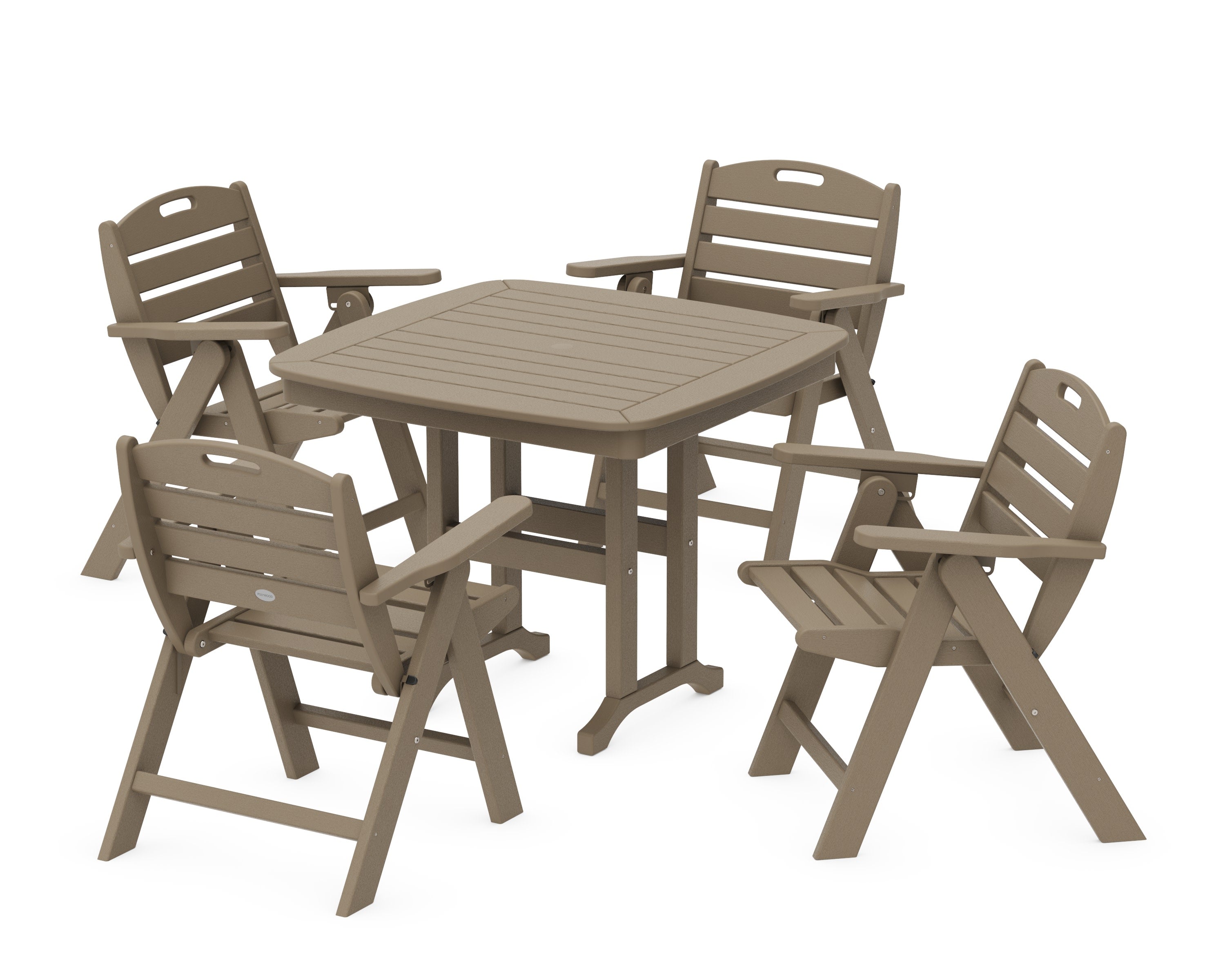 Nautical Folding Lowback Chair 5-Piece Dining Set in Vintage Sahara