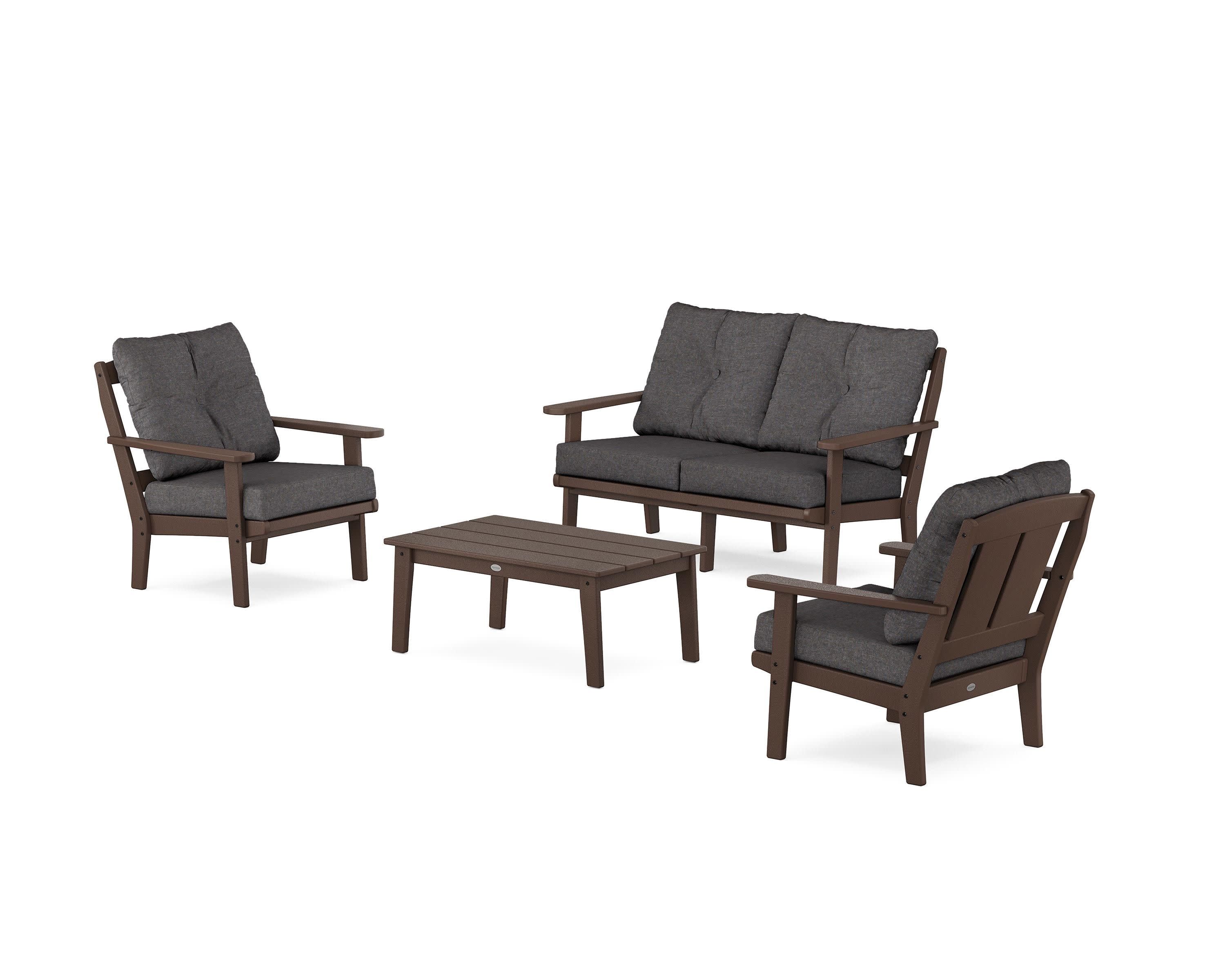Mission 4-Piece Deep Seating Set with Loveseat in Mahogany / Ash Charcoal