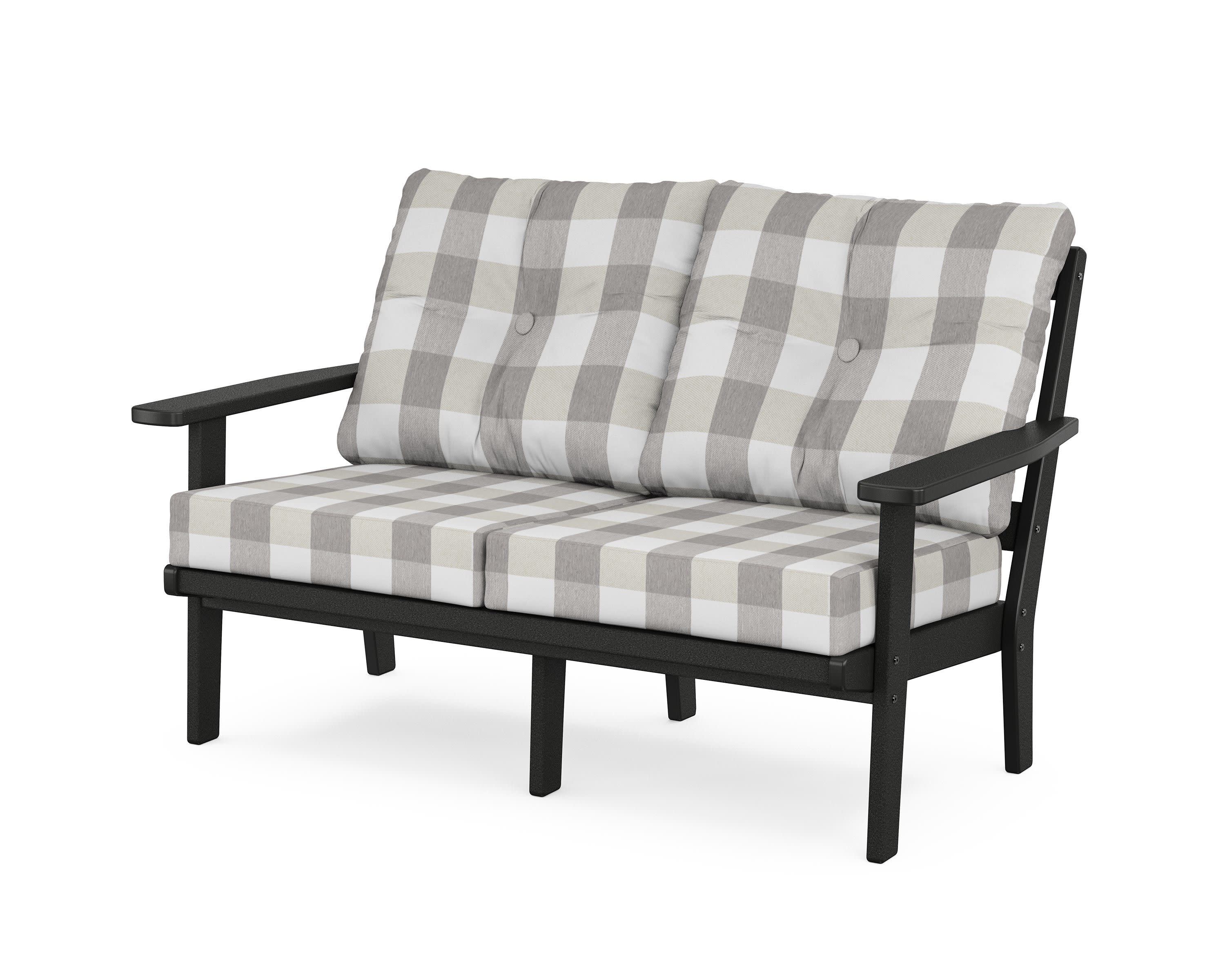 Oxford Deep SeatingLoveseat in Black / Buffalo Plaid Grey Mist