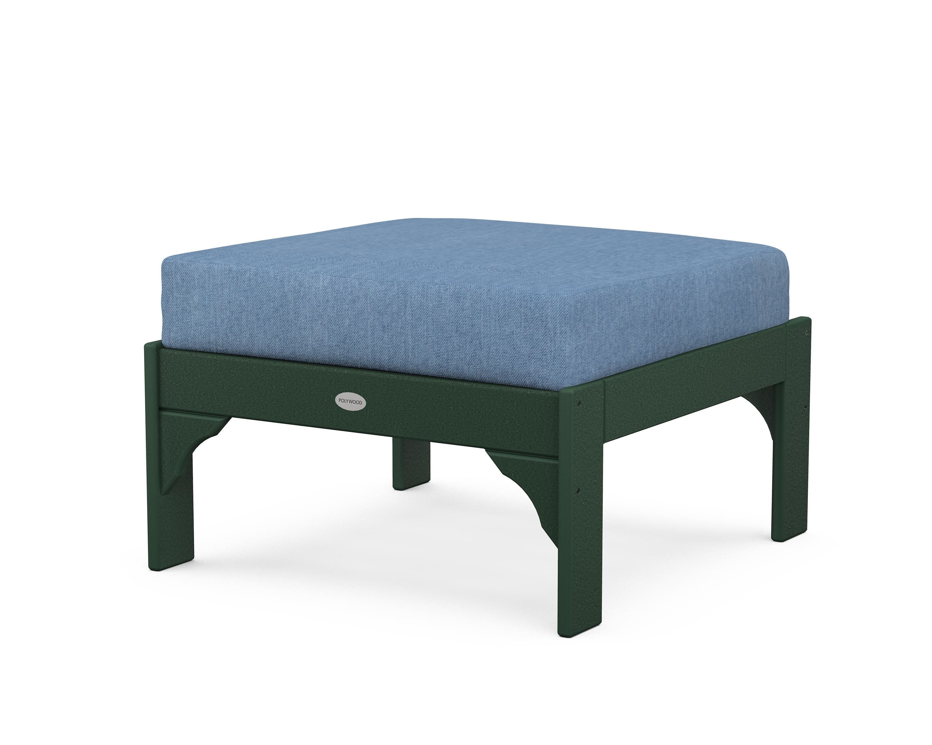 Vineyard Deep Seating Ottoman in Green / Sky Blue