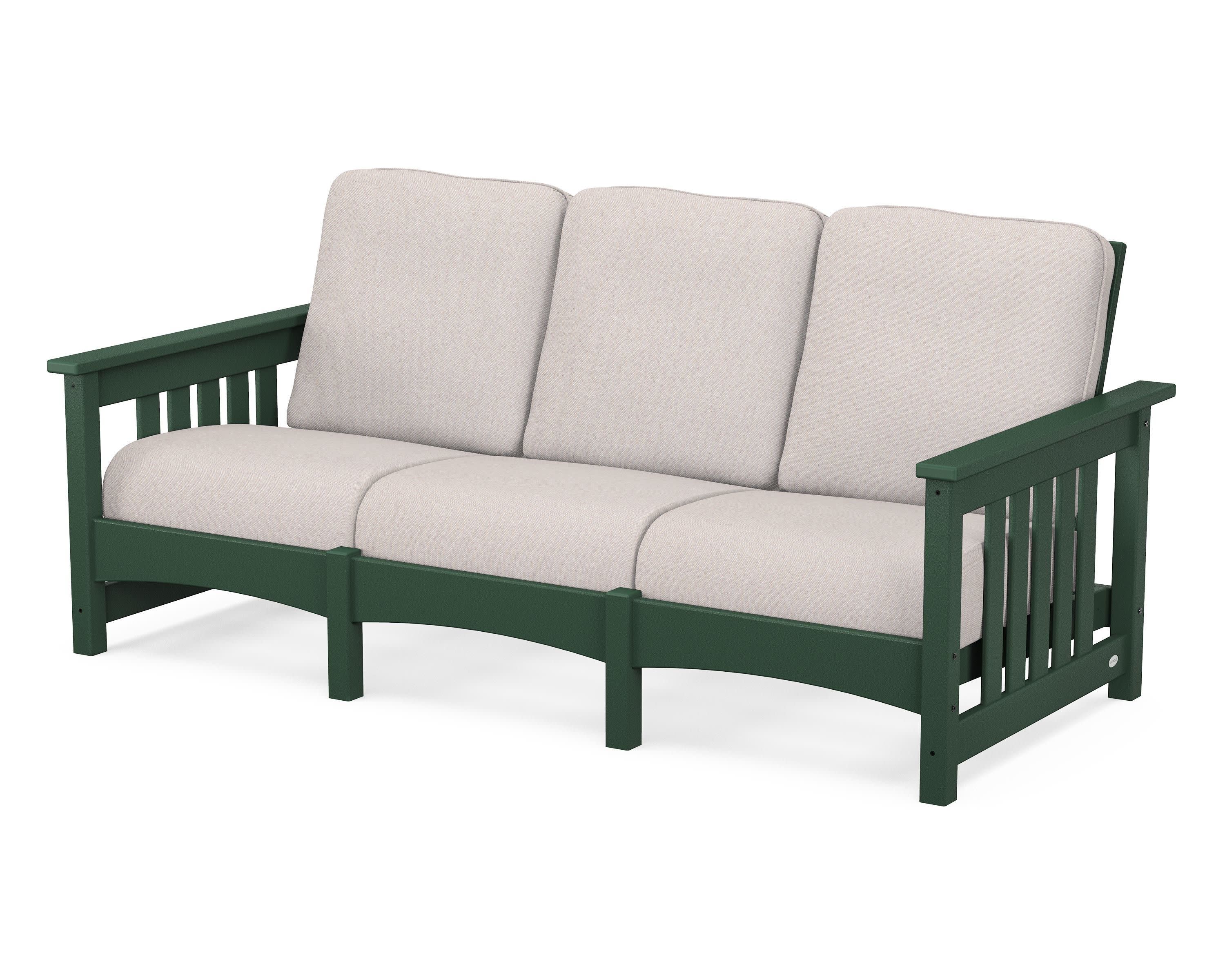 Club Mission Sofa in Green / Dune Burlap
