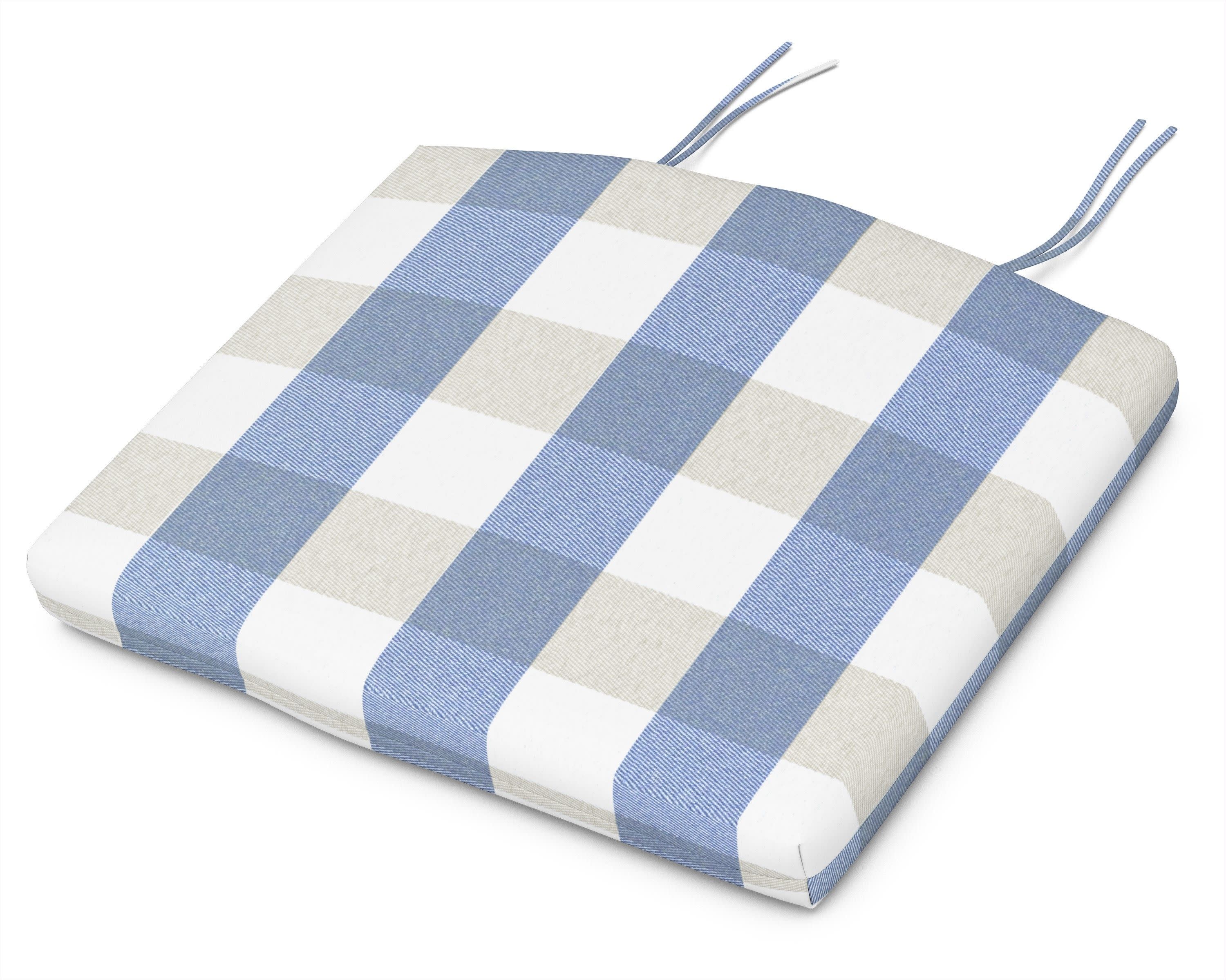 Standard Seat Cushion 18"D x 22"W x 2.5"H in Buffalo Plaid Sky Blue