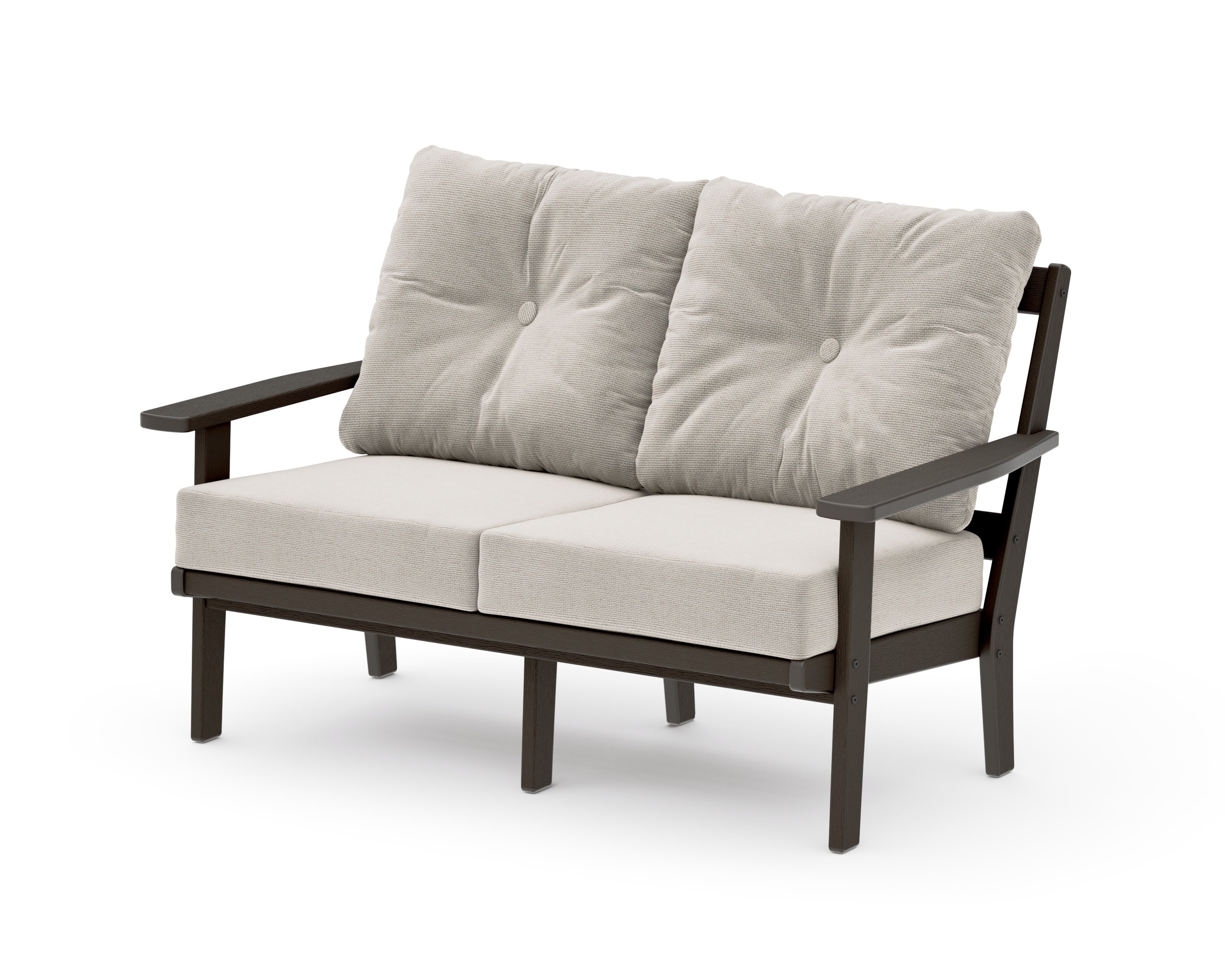 Prairie Deep SeatingLoveseat in Vintage Coffee / Dune Burlap