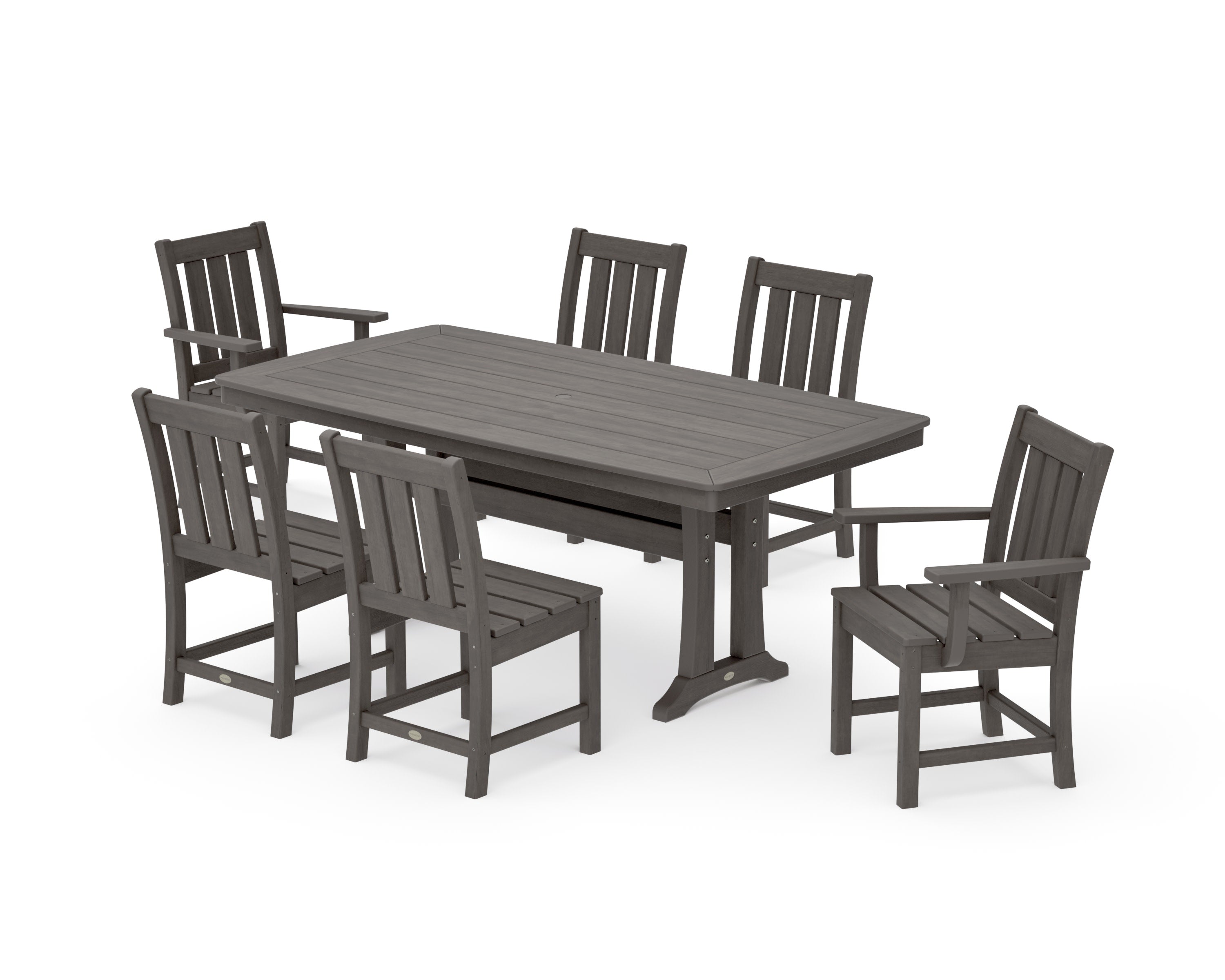 Oxford 7-Piece Dining Set with Trestle Legs in Driftwood