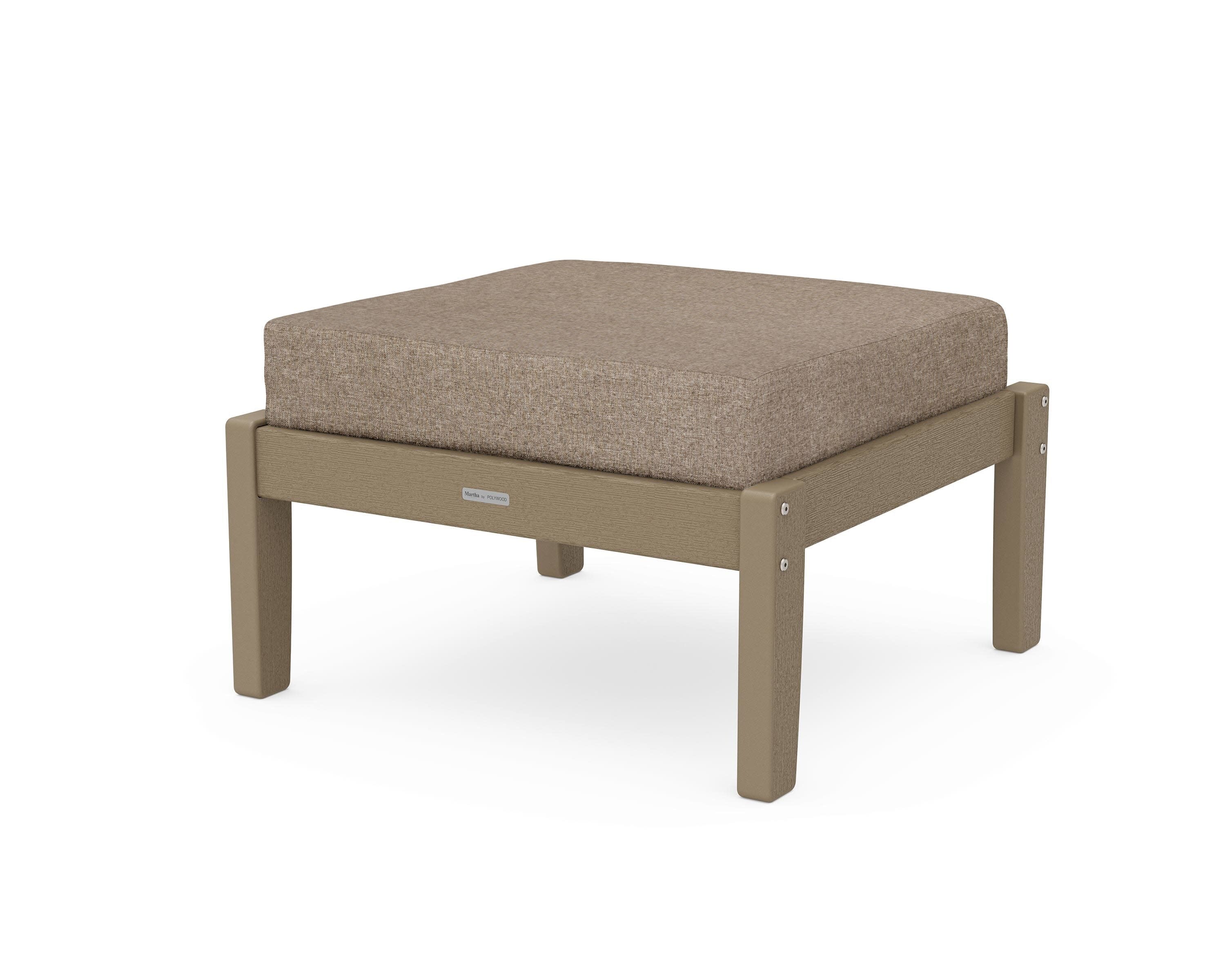 Chinoiserie Deep Seating Ottoman in Vintage Sahara / Spiced Burlap