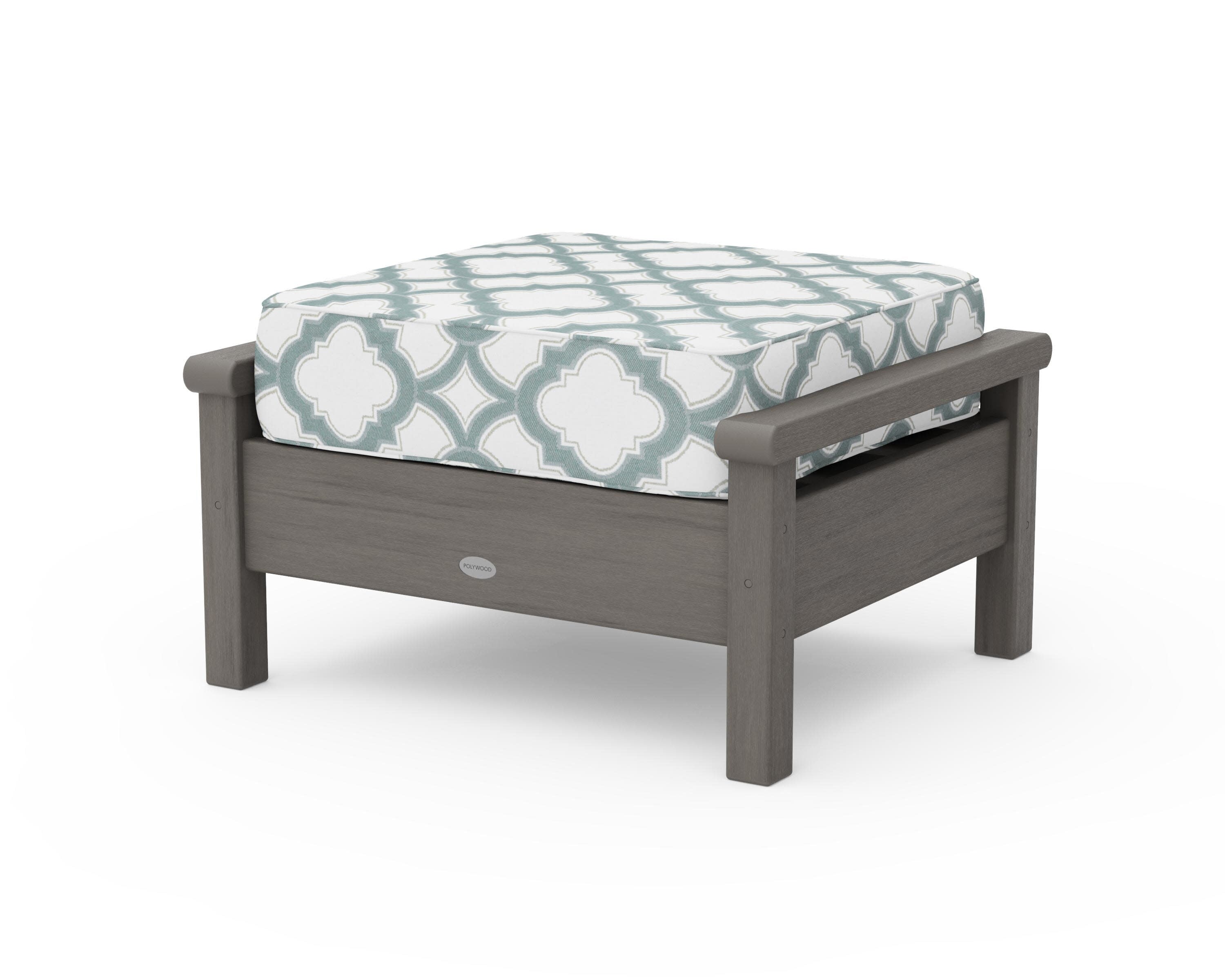 Harbour Deep Seating Ottoman in Driftwood / Trellis Glacier Spa