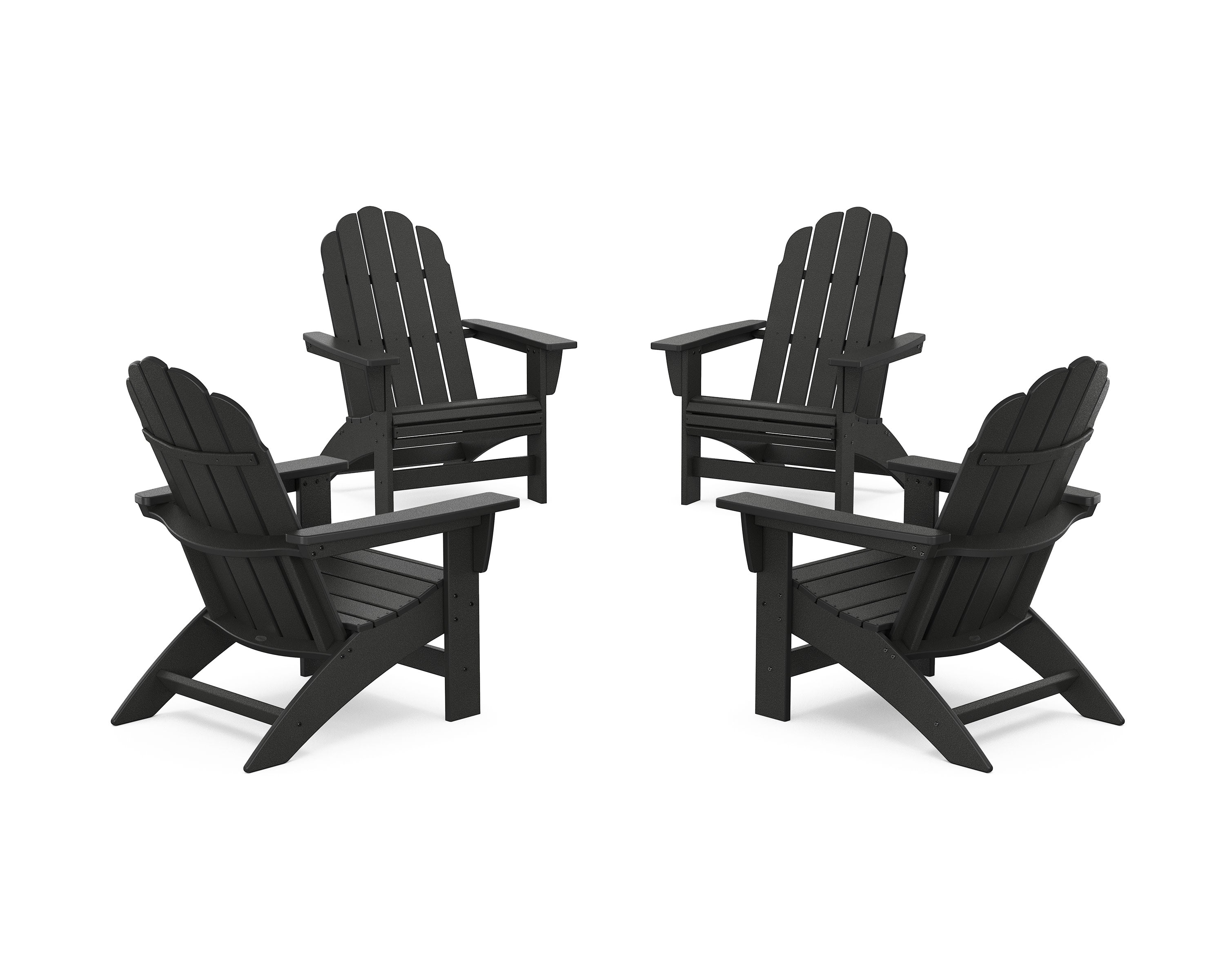 4-Piece Vineyard Grand Adirondack Chair Conversation Set in Black