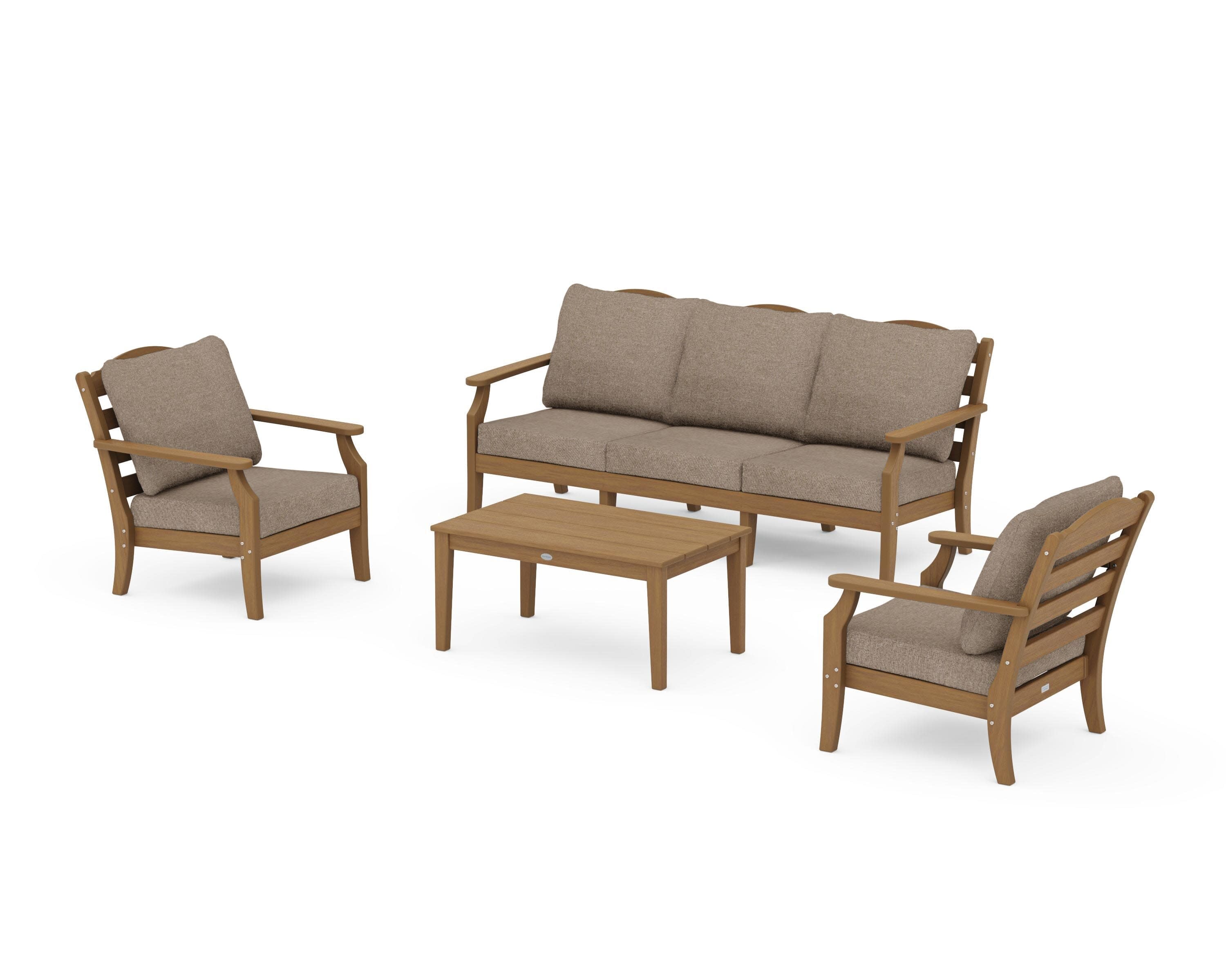 Savannah 4-Piece Deep Seating Set with Sofa in Natural / Spiced Burlap