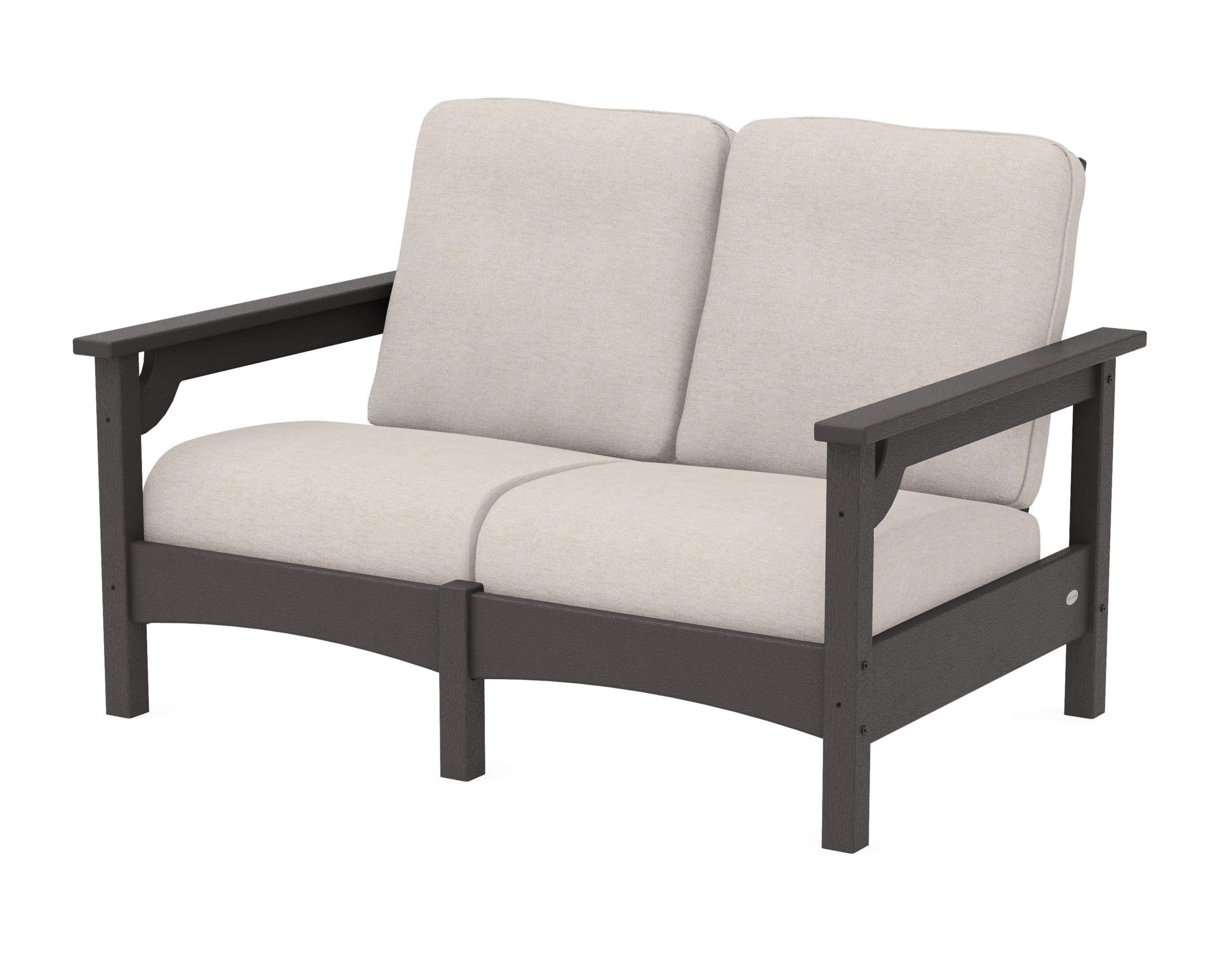 Club Loveseat in Vintage Coffee / Nuance Cloud
