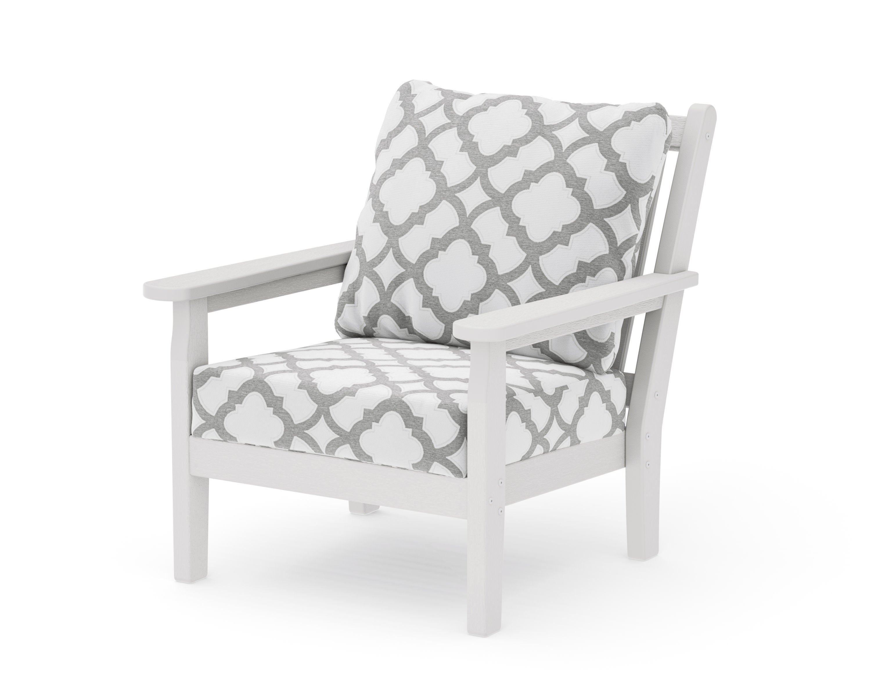 Chippendale Deep Seating Chair in Vintage White / Trellis Grey Mist