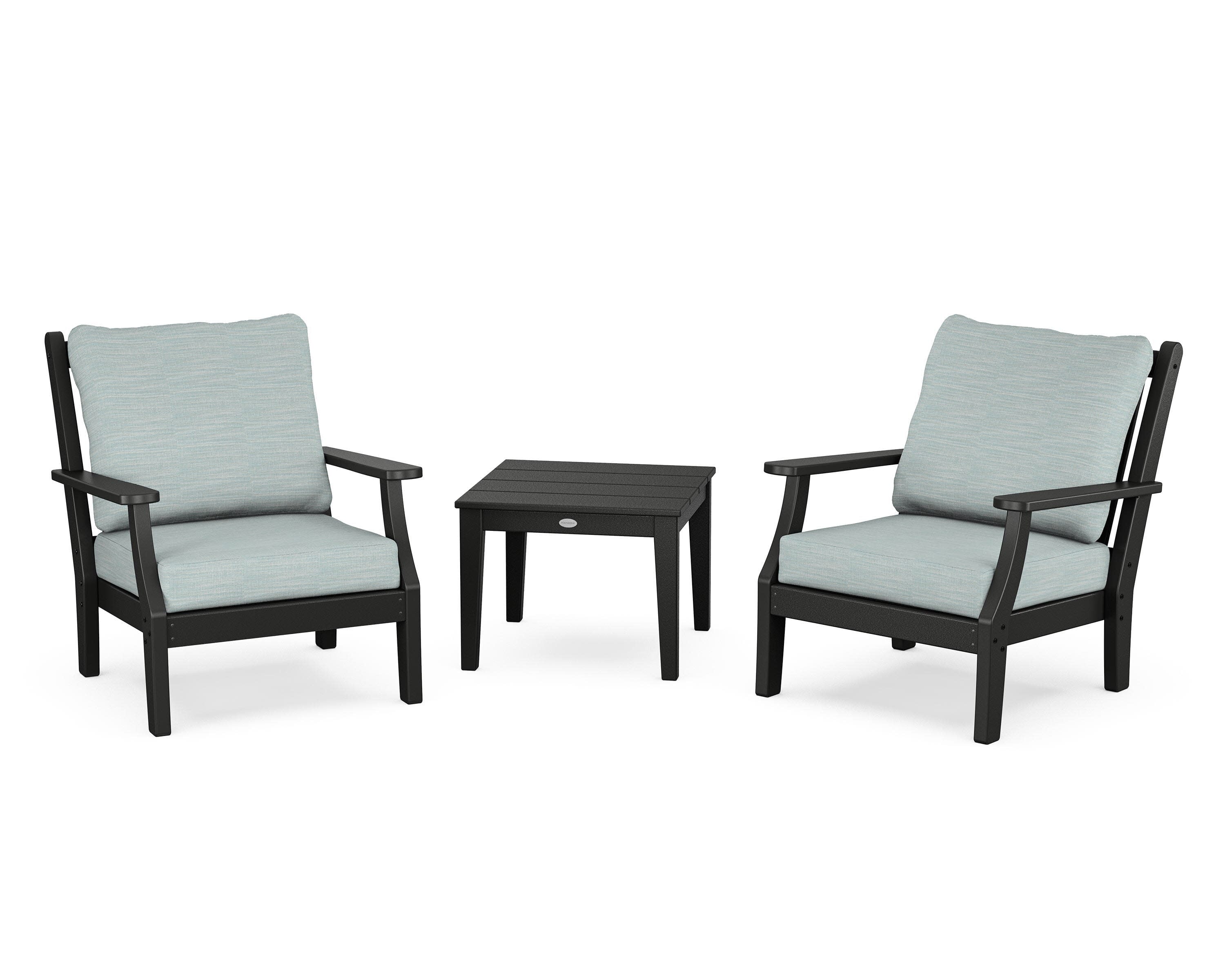 Wovendale 3-Piece Deep Seating Set in Black / Soothe Mist