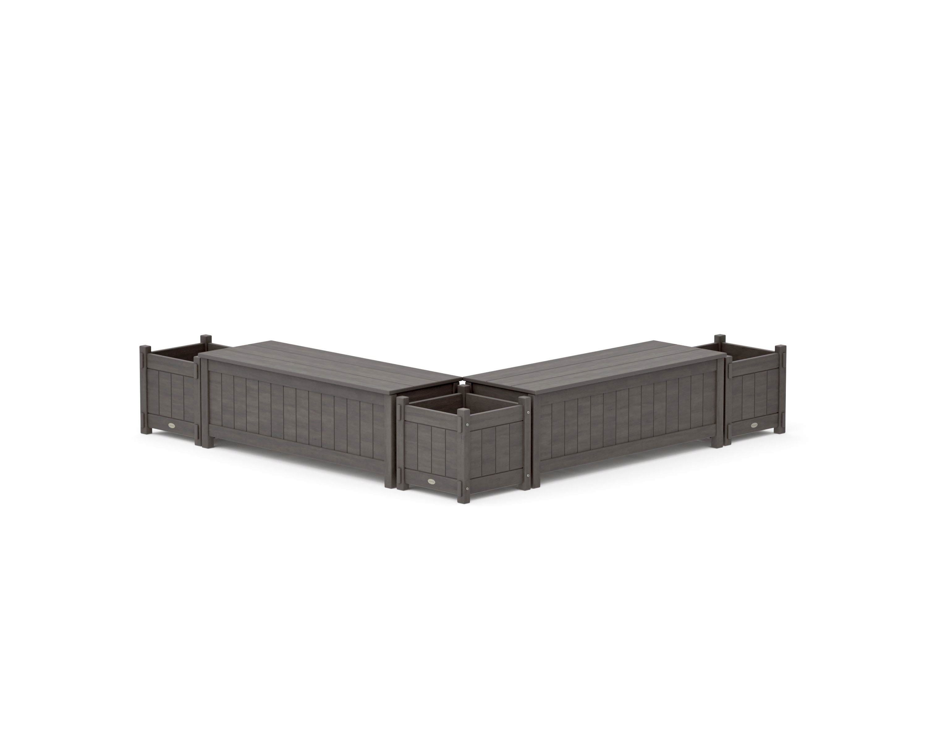 48" Vineyard L- Shaped Planter Storage Bench Corner Set in Driftwood