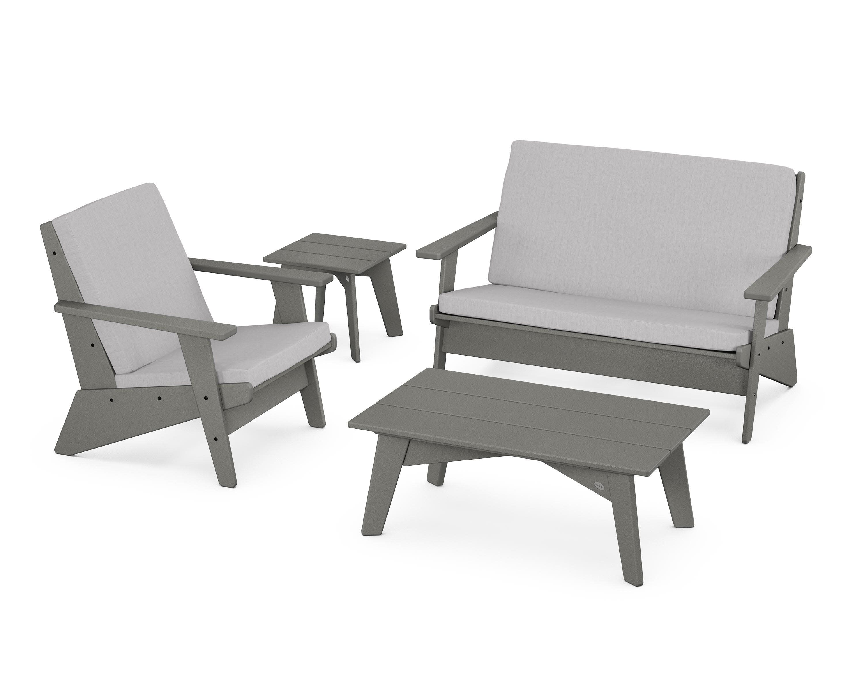 Riviera Modern Lounge 4-Piece Set in Slate Grey / Granite