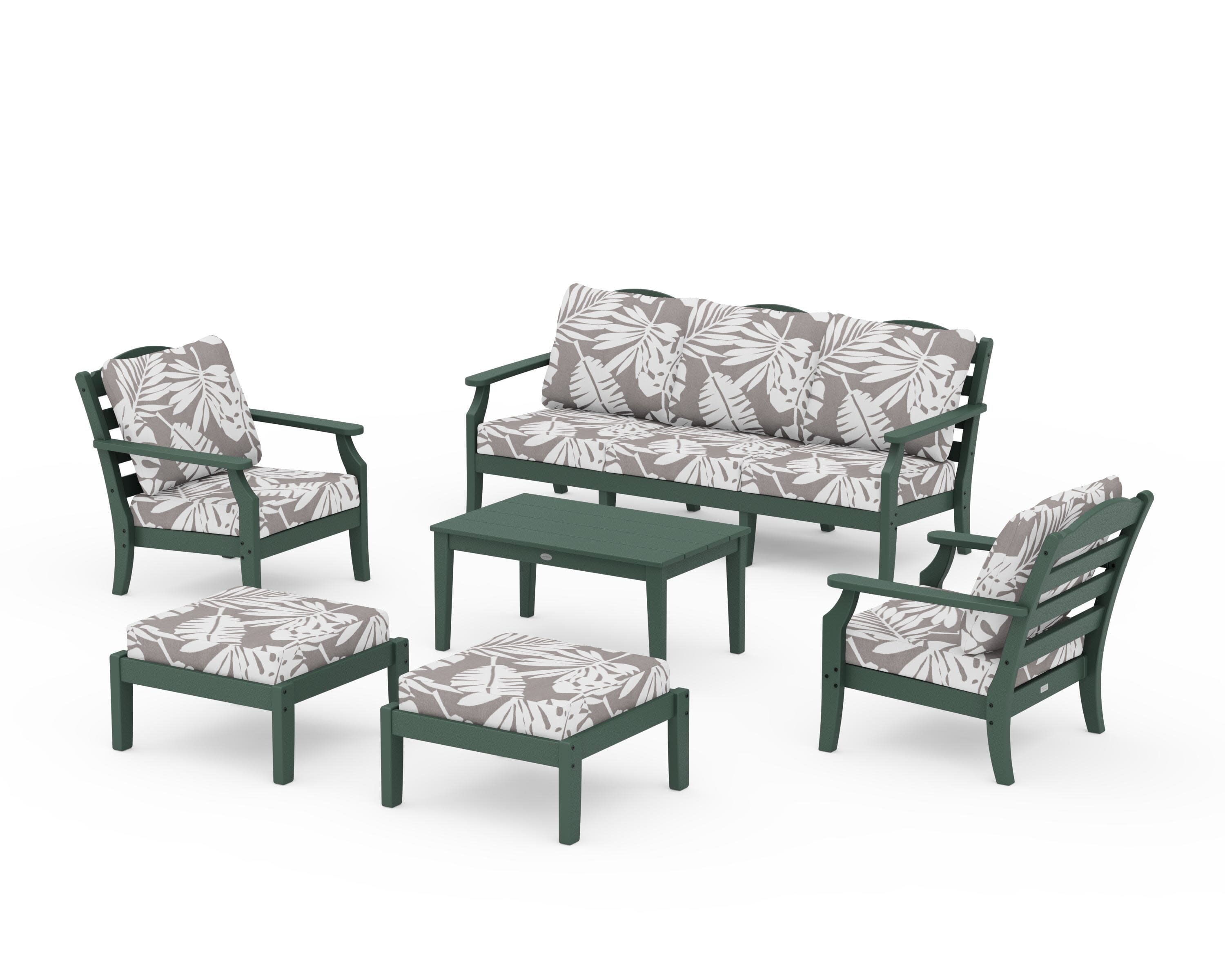 Savannah 6-Piece Lounge Sofa Set in Green / Leaf Grey Mist