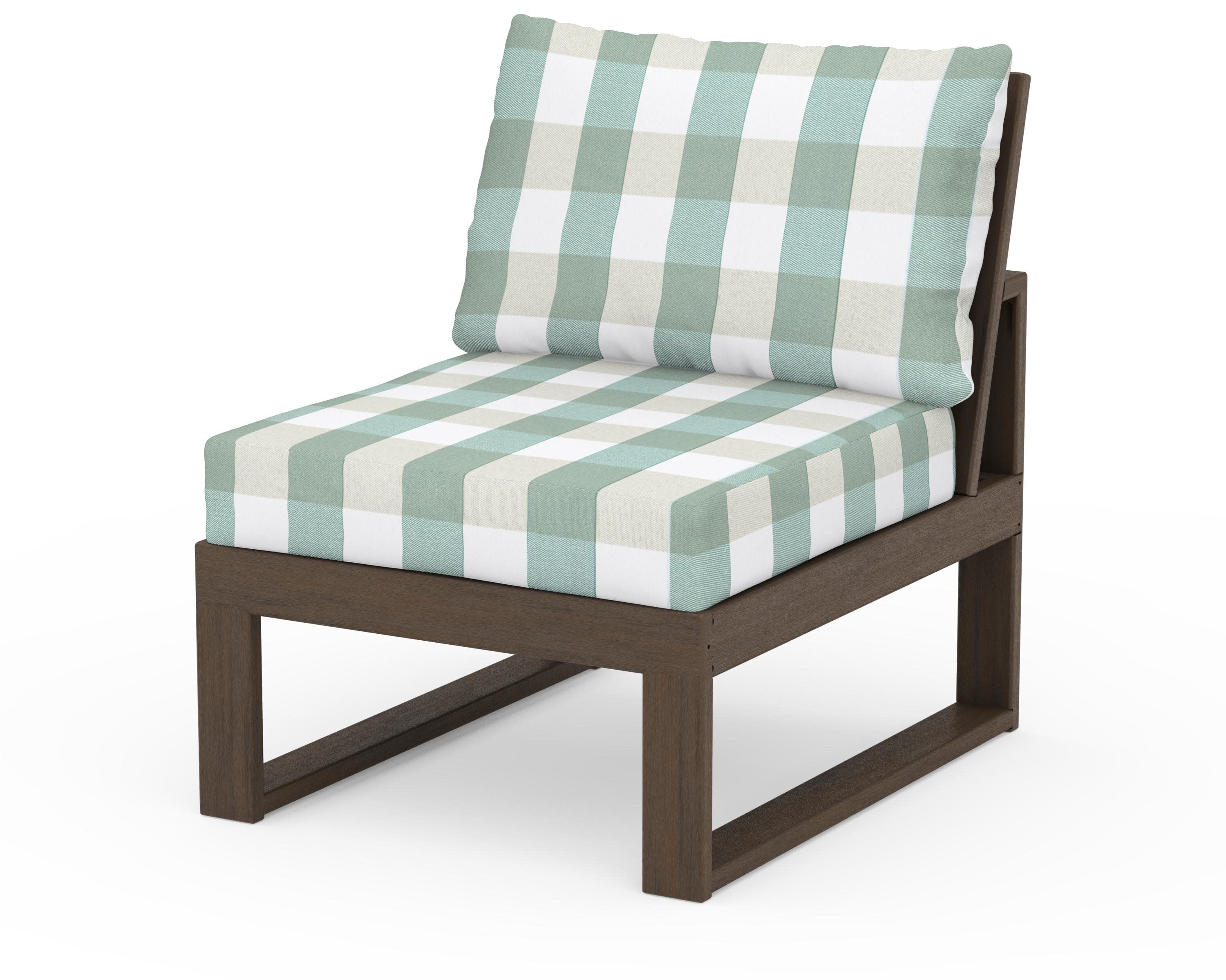 Modular Armless Chair in Kona / Buffalo Plaid Glacier Spa