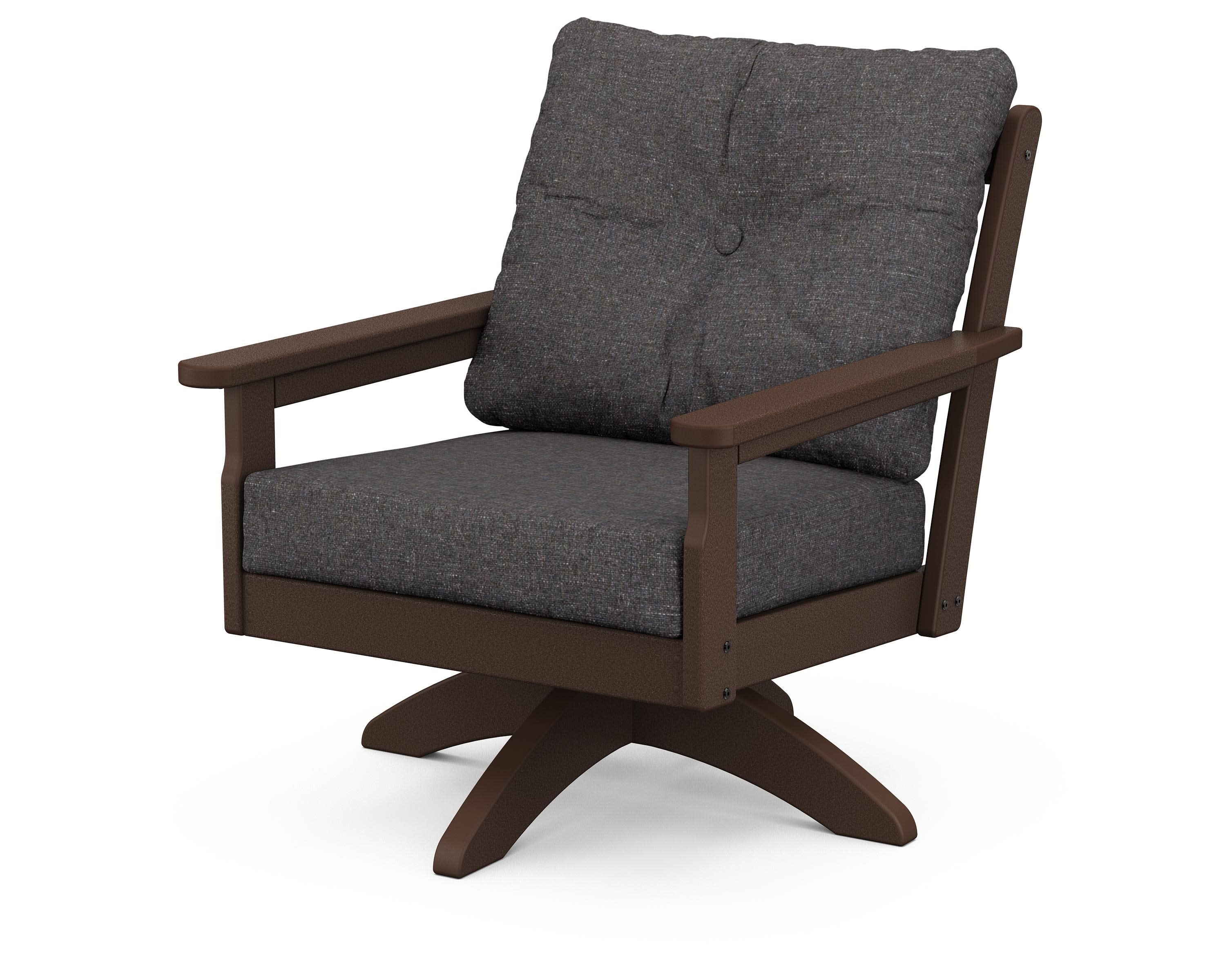 Vineyard Deep Seating Swivel Chair in Mahogany / Ash Charcoal