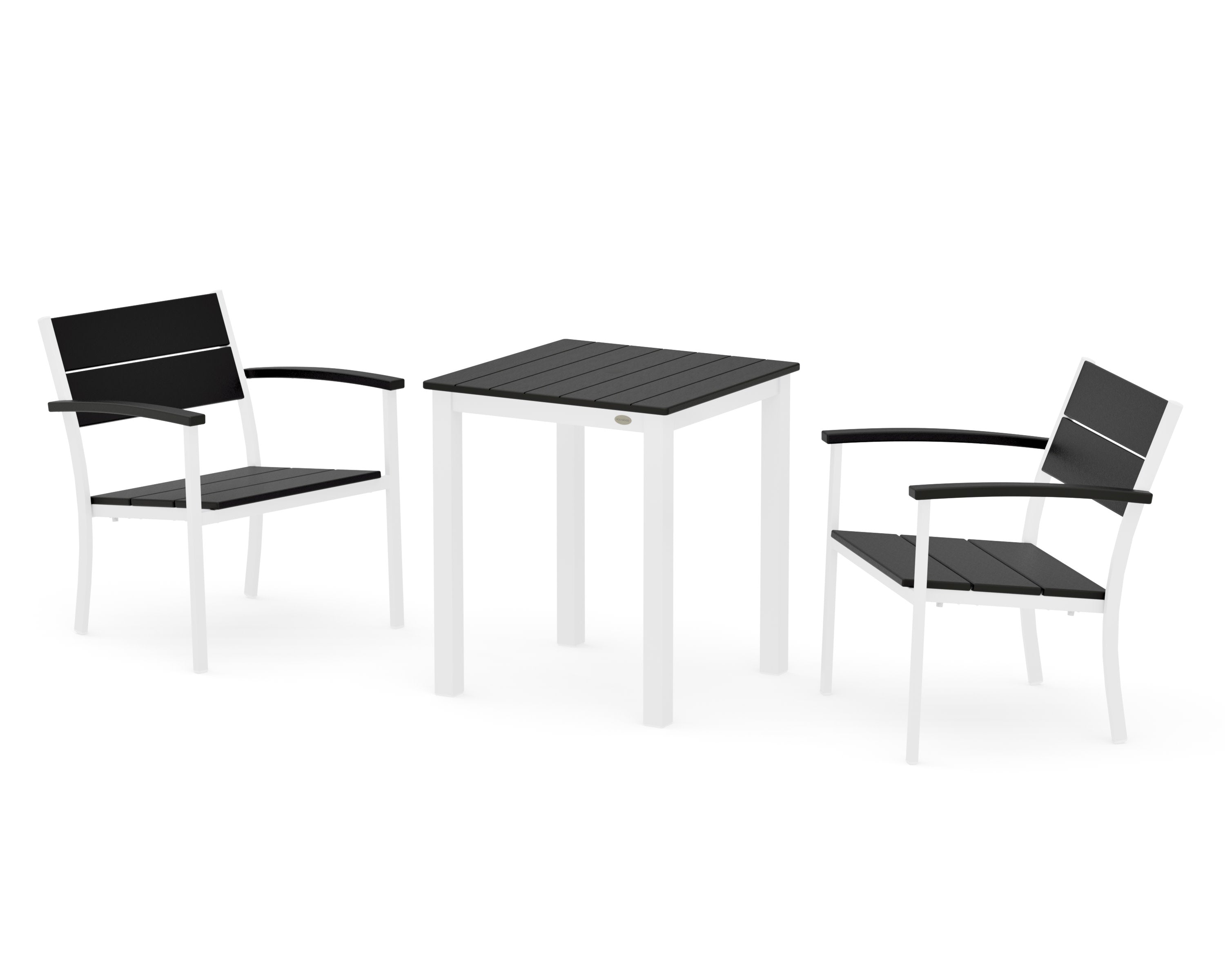 Main Street 3-Piece Square Dining Set in White / Black
