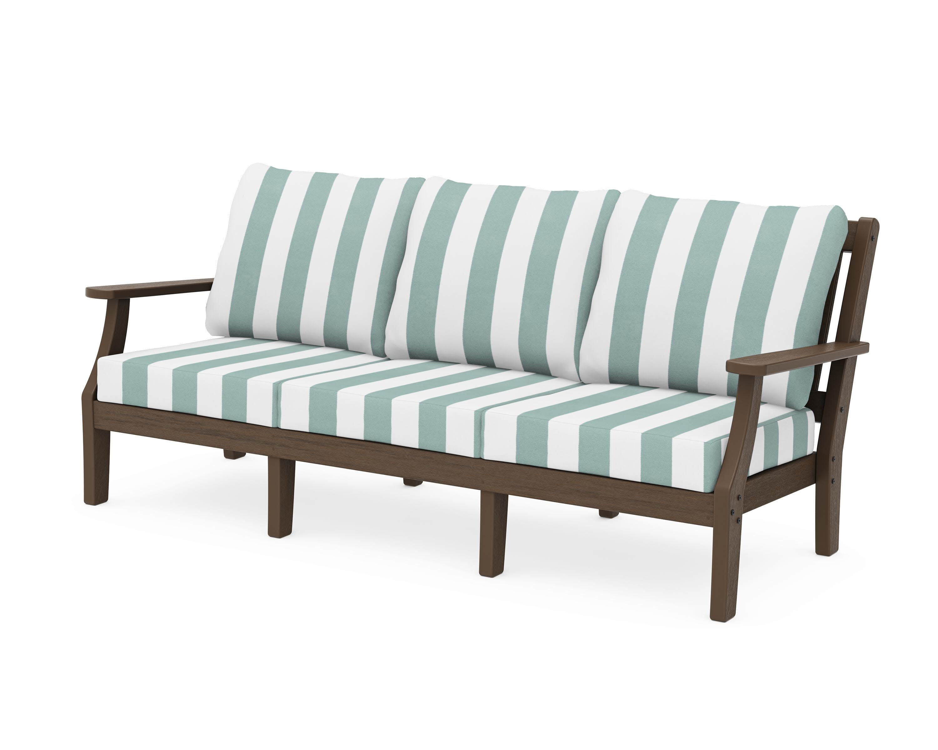 Chinoiserie Deep Seating Sofa in Kona / Cabana Stripe Glacier Spa