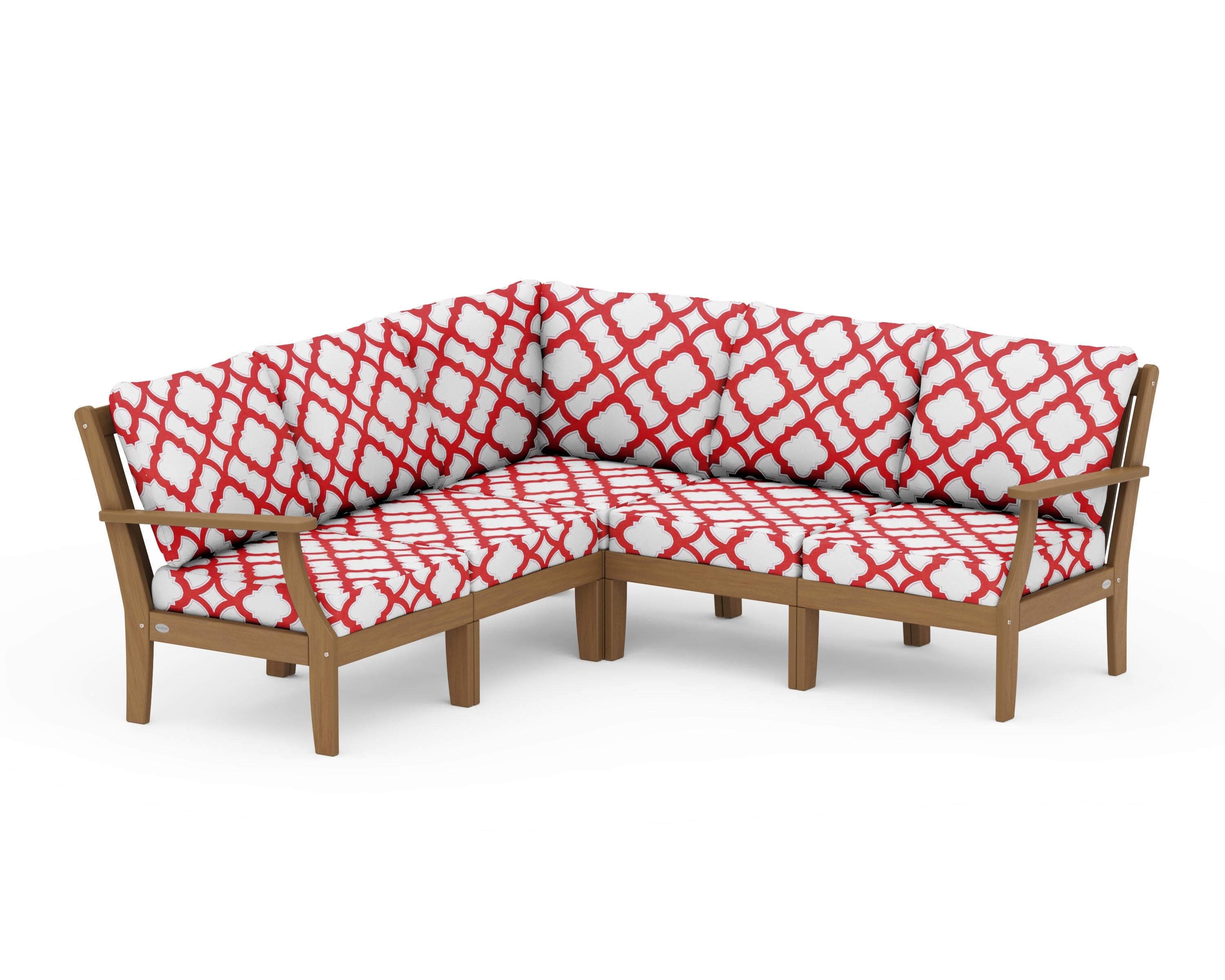 Braxton Modular 5-Piece Deep Seating Set in Natural / Trellis Crimson