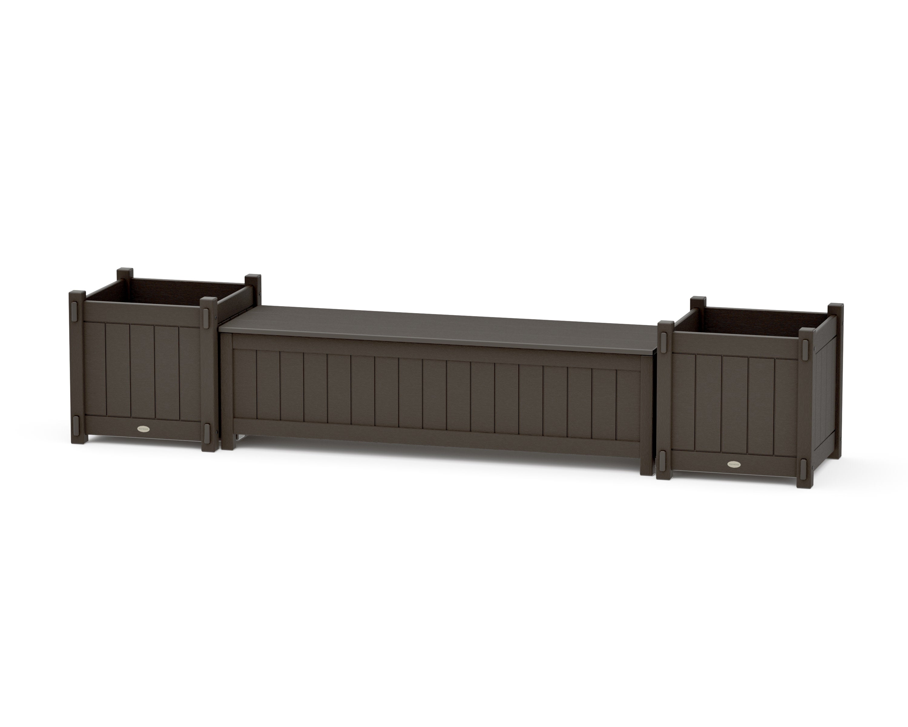 60" Vineyard Straight Planter Storage Bench Set- Large in Vintage Coffee