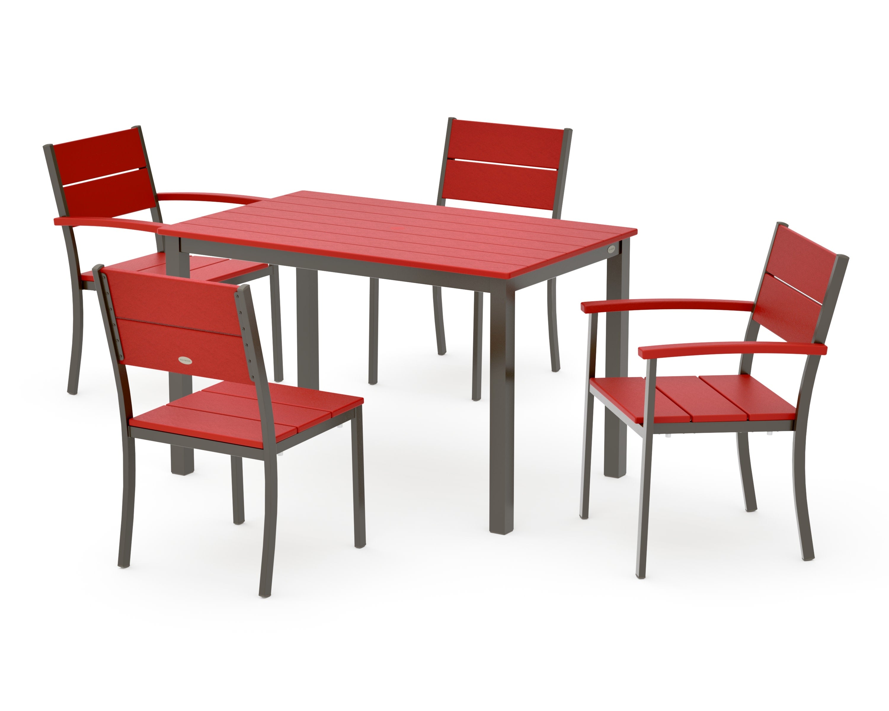 Main Street 5-Piece Dining Set in Bronze / Sunset Red