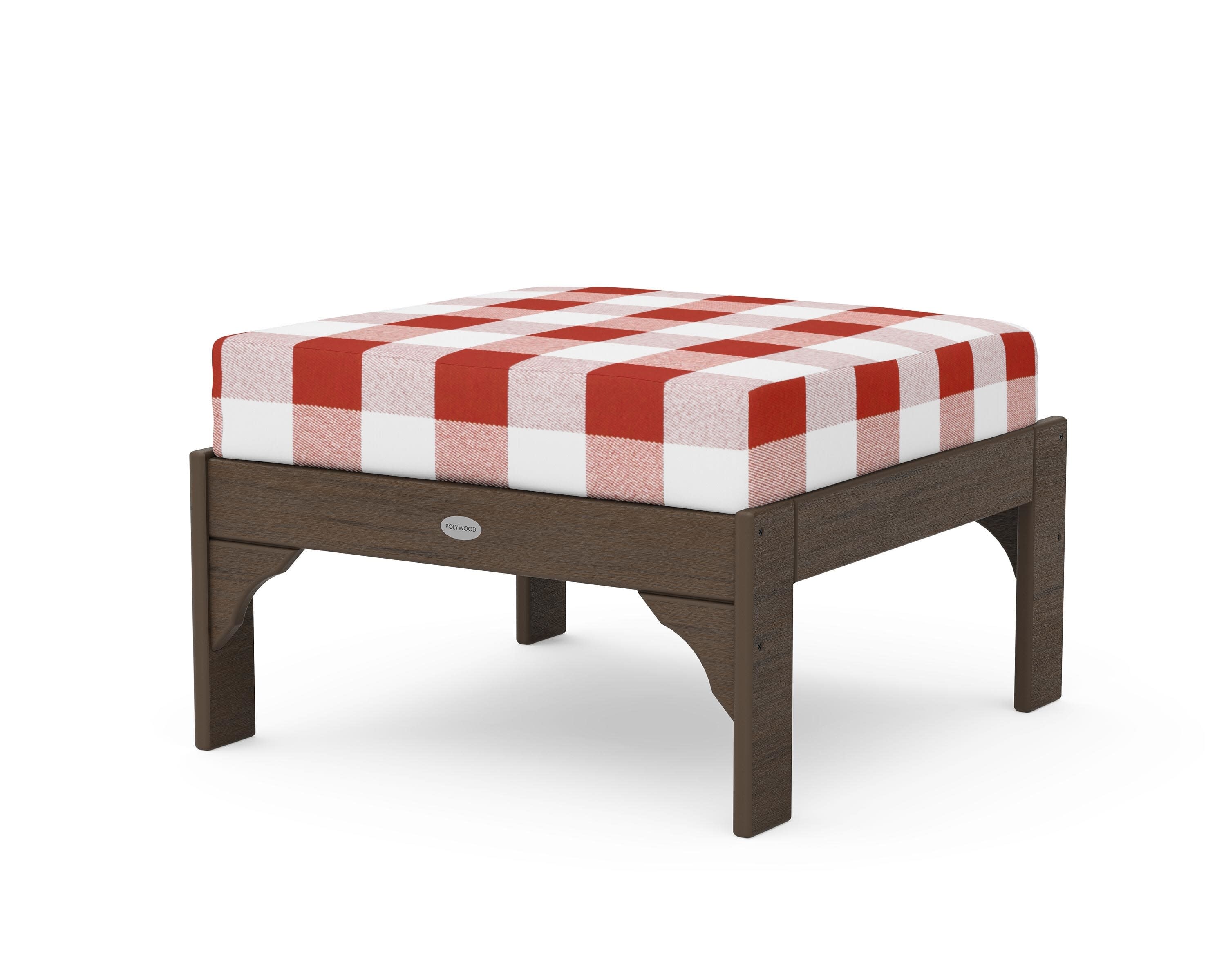 Vineyard Deep Seating Ottoman in Kona / Buffalo Plaid Crimson