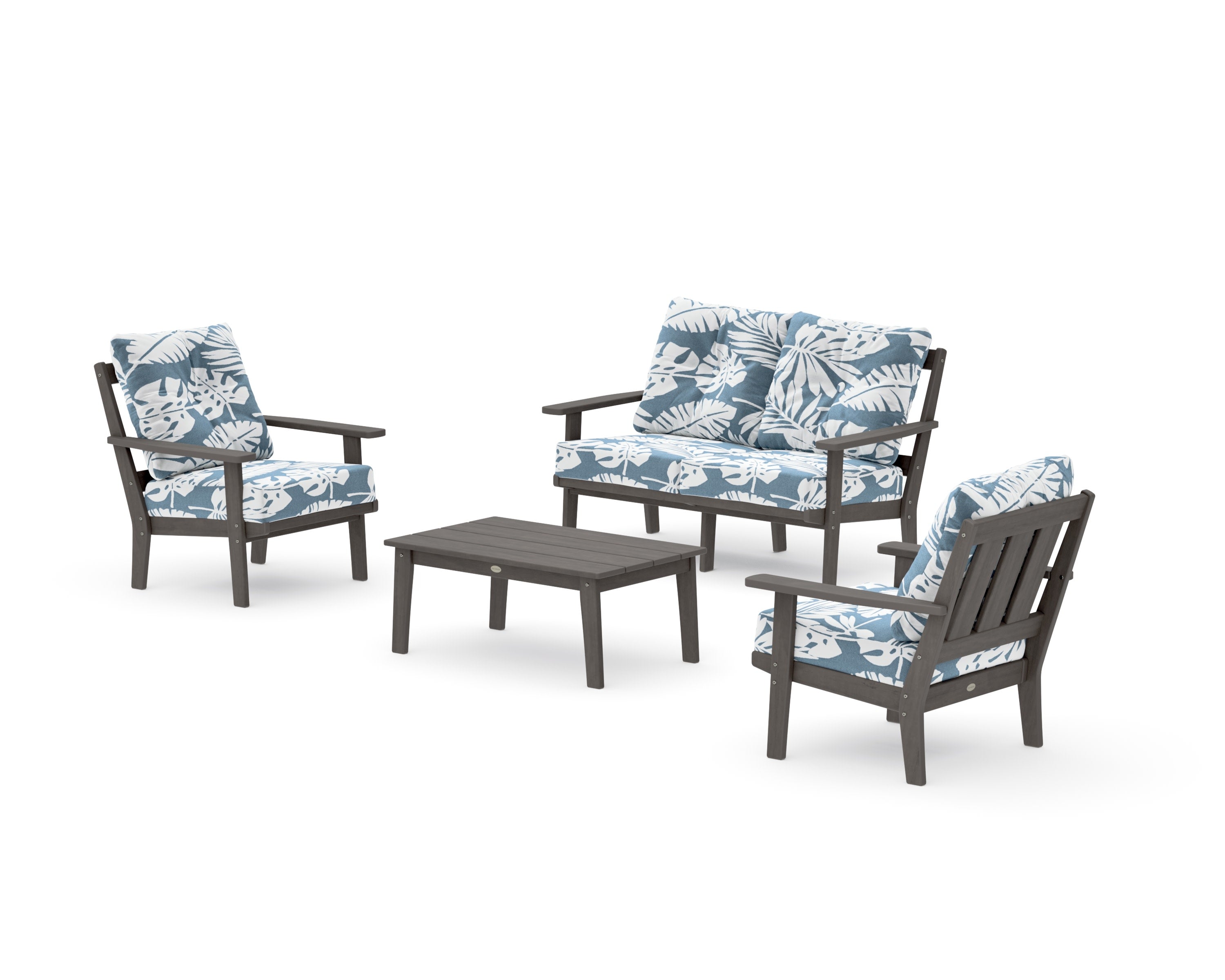 Oxford 4-Piece Deep Seating Set with Loveseat in Driftwood / Leaf Sky Blue