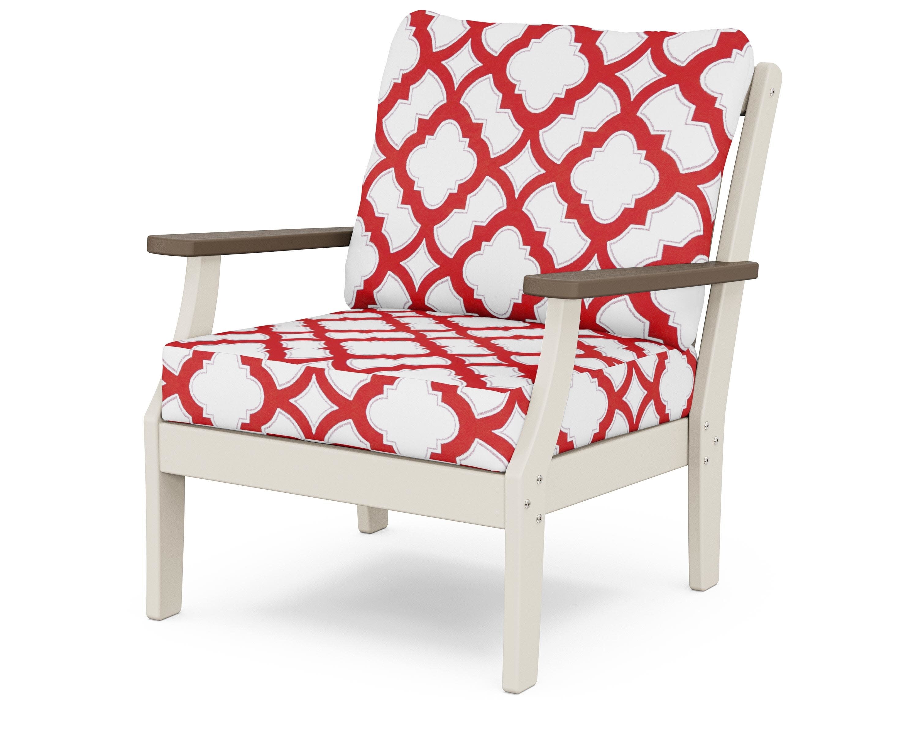 Braxton Deep Seating Chair in Sand / Kona / Trellis Crimson