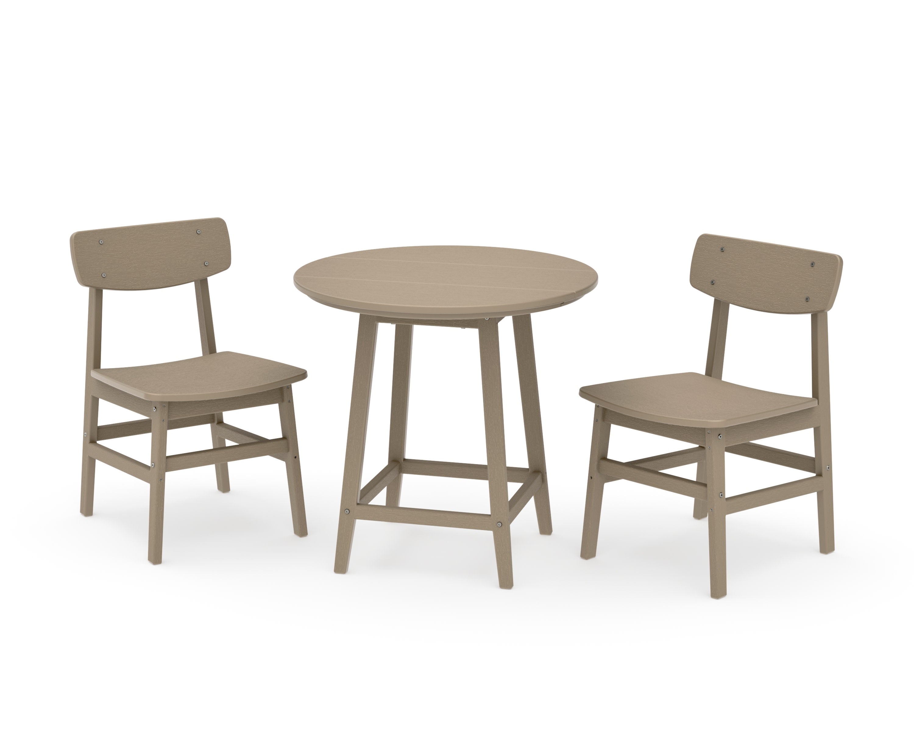 Modern Studio Urban Chair 3-Piece Round Bistro Dining Set in Vintage Sahara