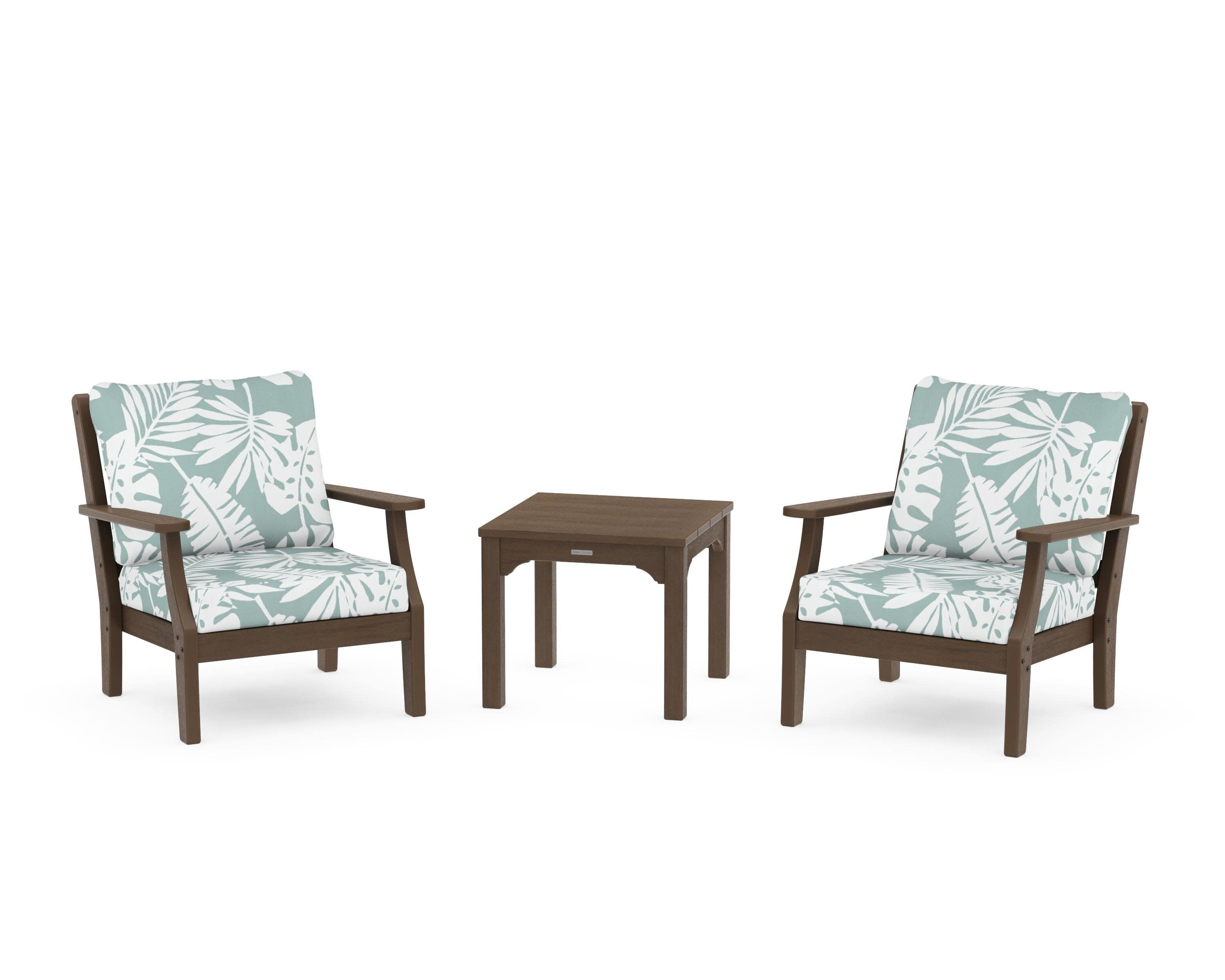 Chinoiserie 3-Piece Deep Seating Set in Kona / Leaf Glacier Spa
