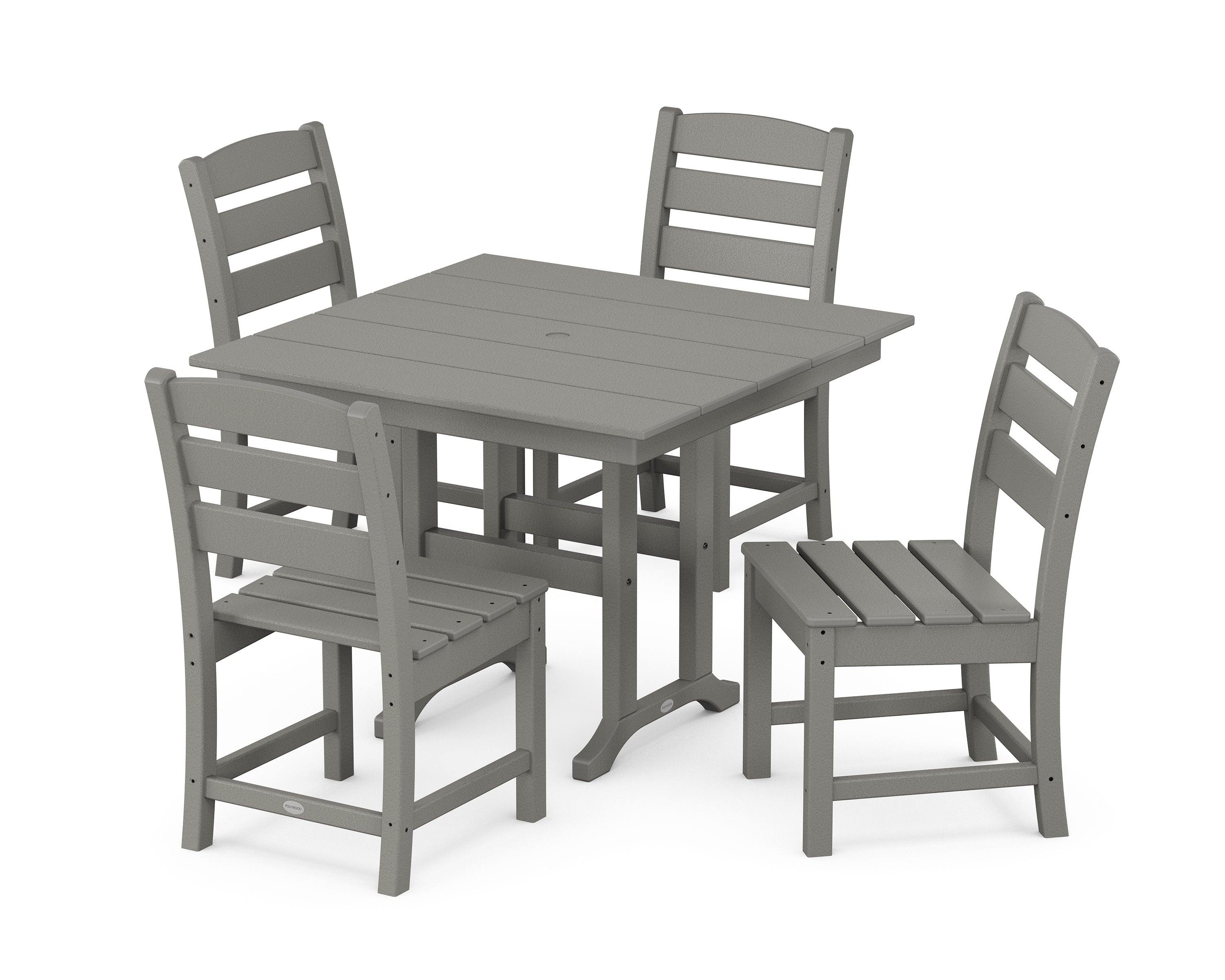 Lakeside Side Chair 5-Piece Farmhouse Dining Set in Slate Grey