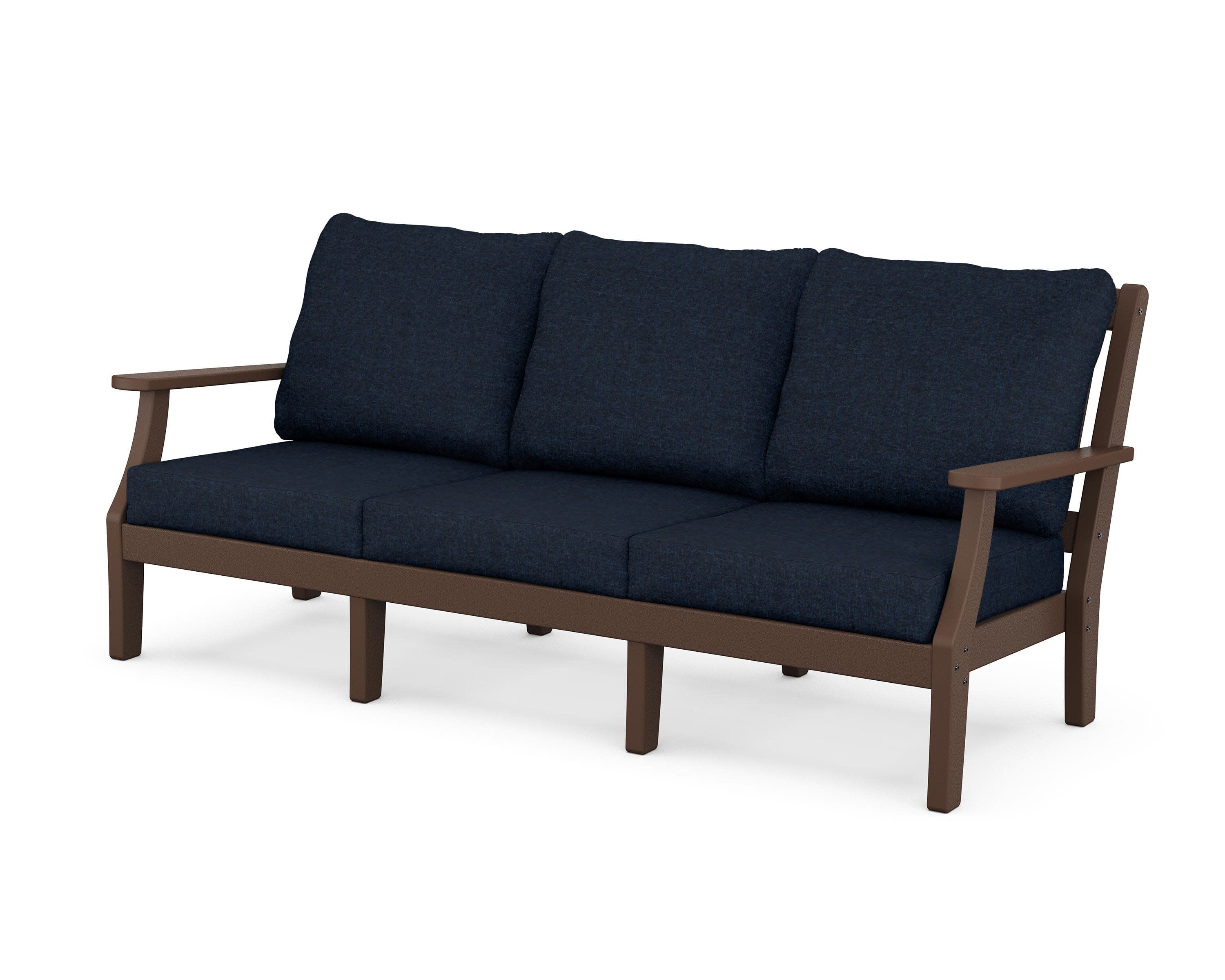 Chinoiserie Deep Seating Sofa in Mahogany / Marine Indigo