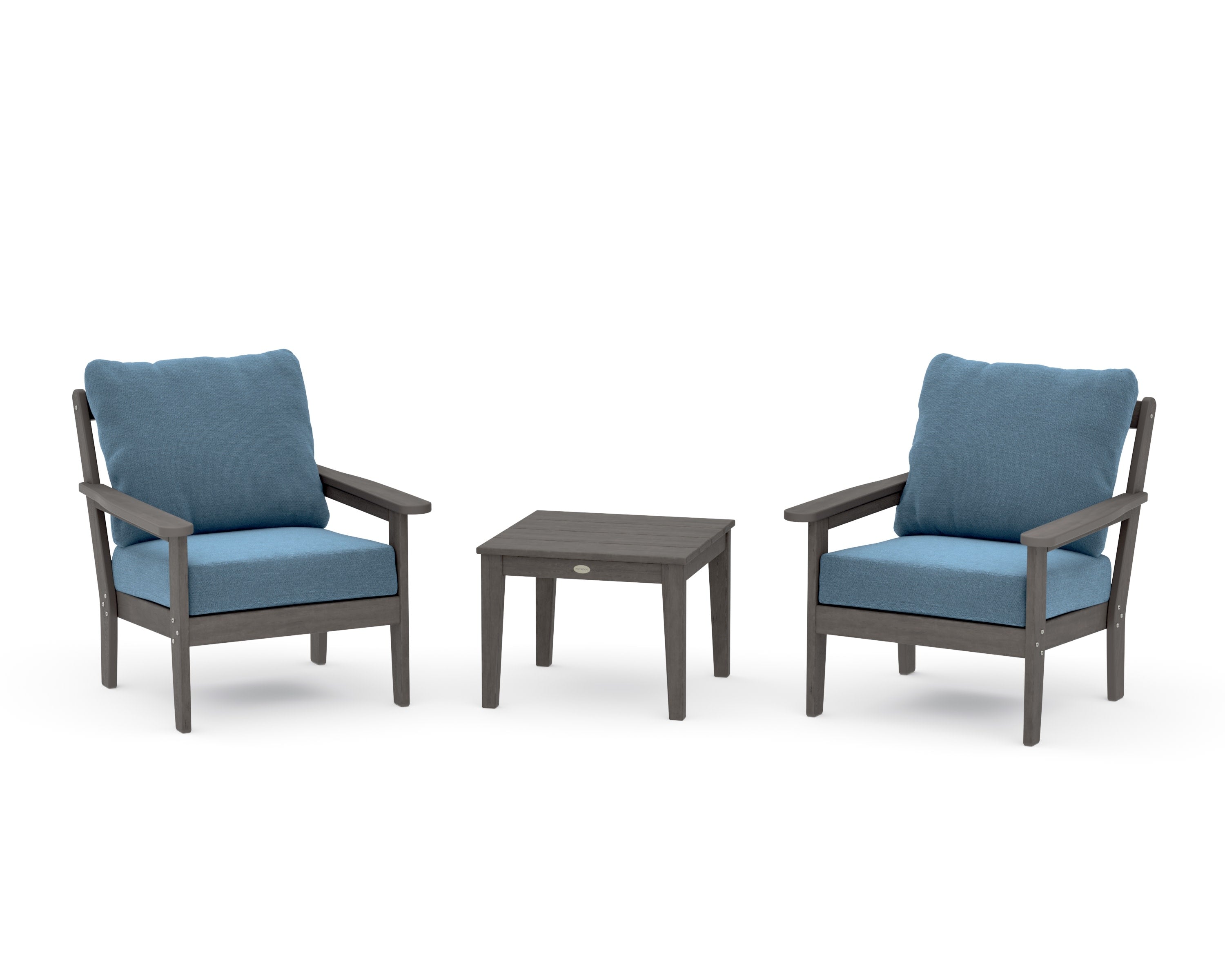 Cottage 3-Piece Deep Seating Set in Driftwood / Sky Blue