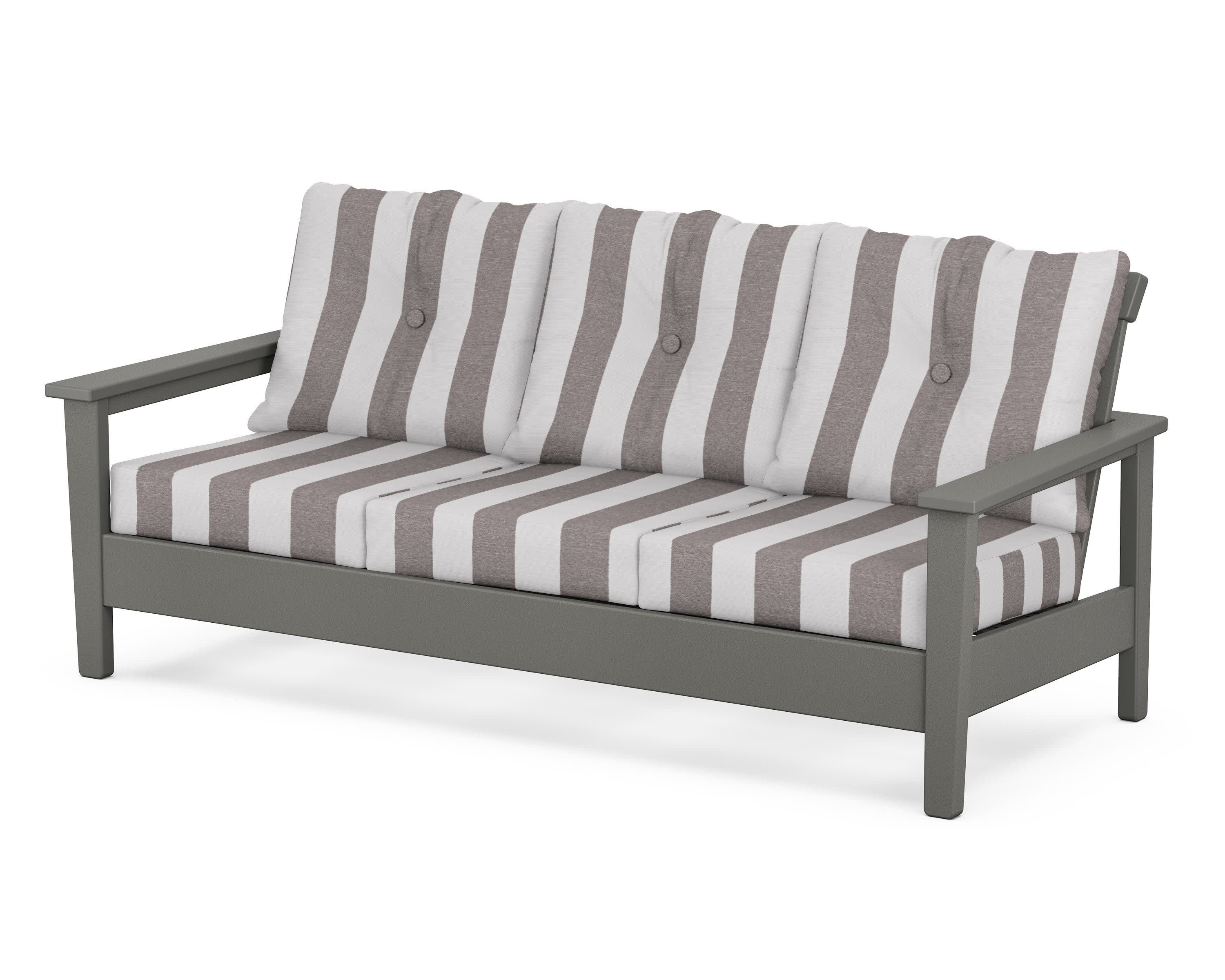 Prescott Deep Seating Sofa in Slate Grey / Cabana Stripe Grey Mist