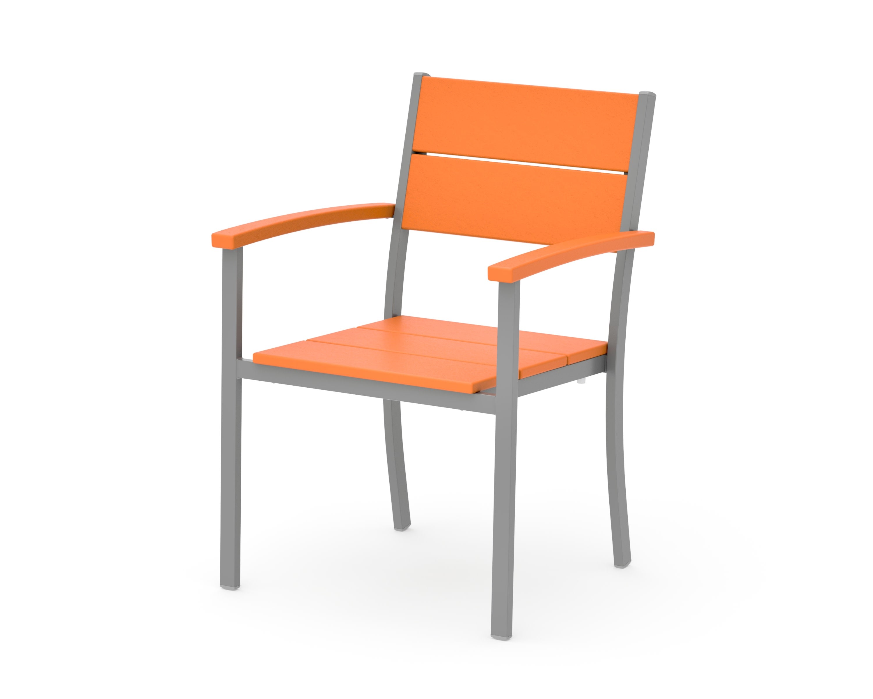Main Street Stacking Dining Arm Chair in Silver / Tangerine