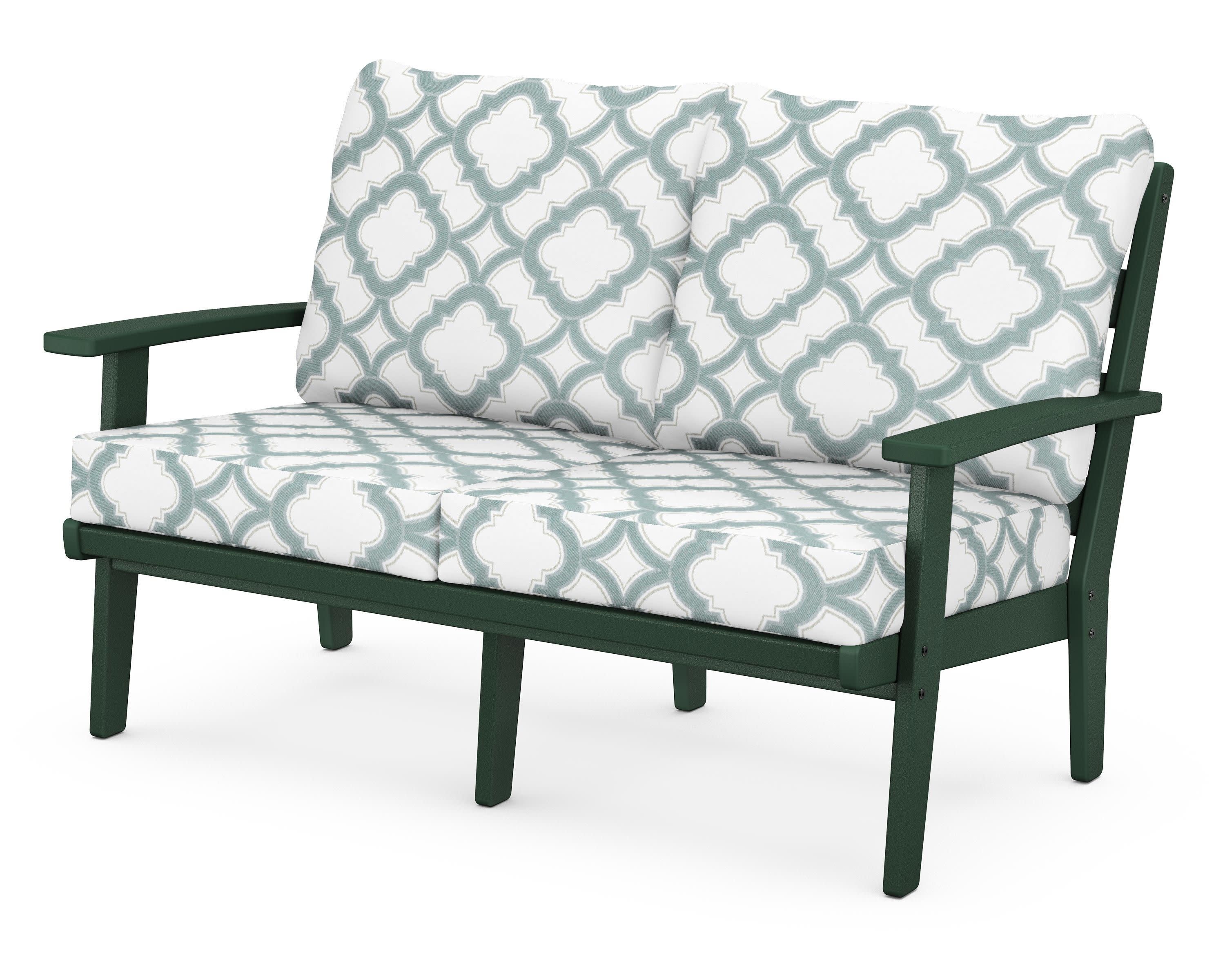 Grant Park Deep Seating Loveseat in Green / Trellis Glacier Spa